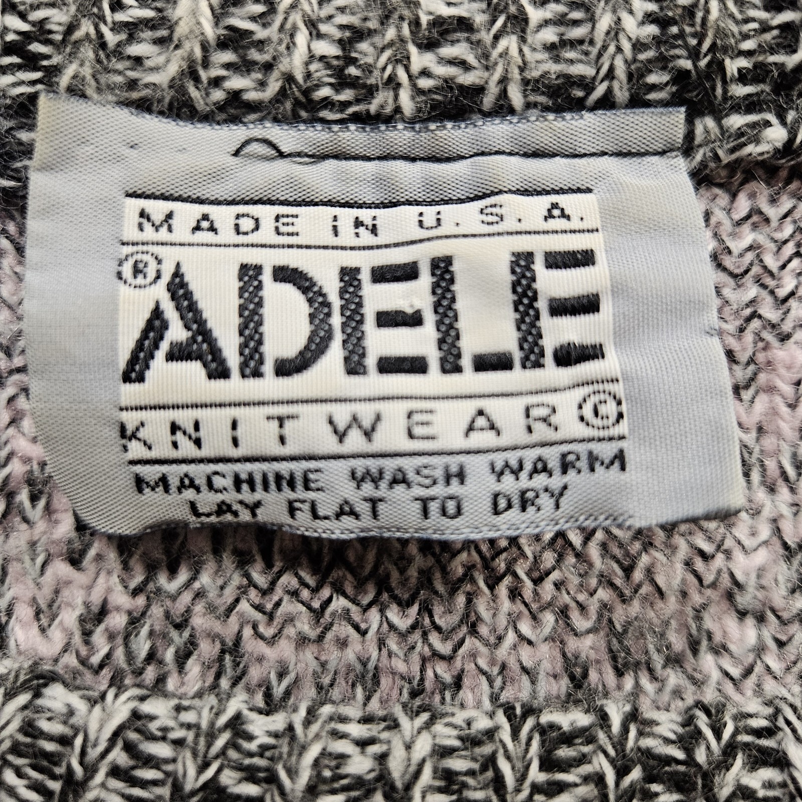 VTG 80s Adele Knitwear Sweater Men M Made in the USA Chunky Geometric Retro Pink