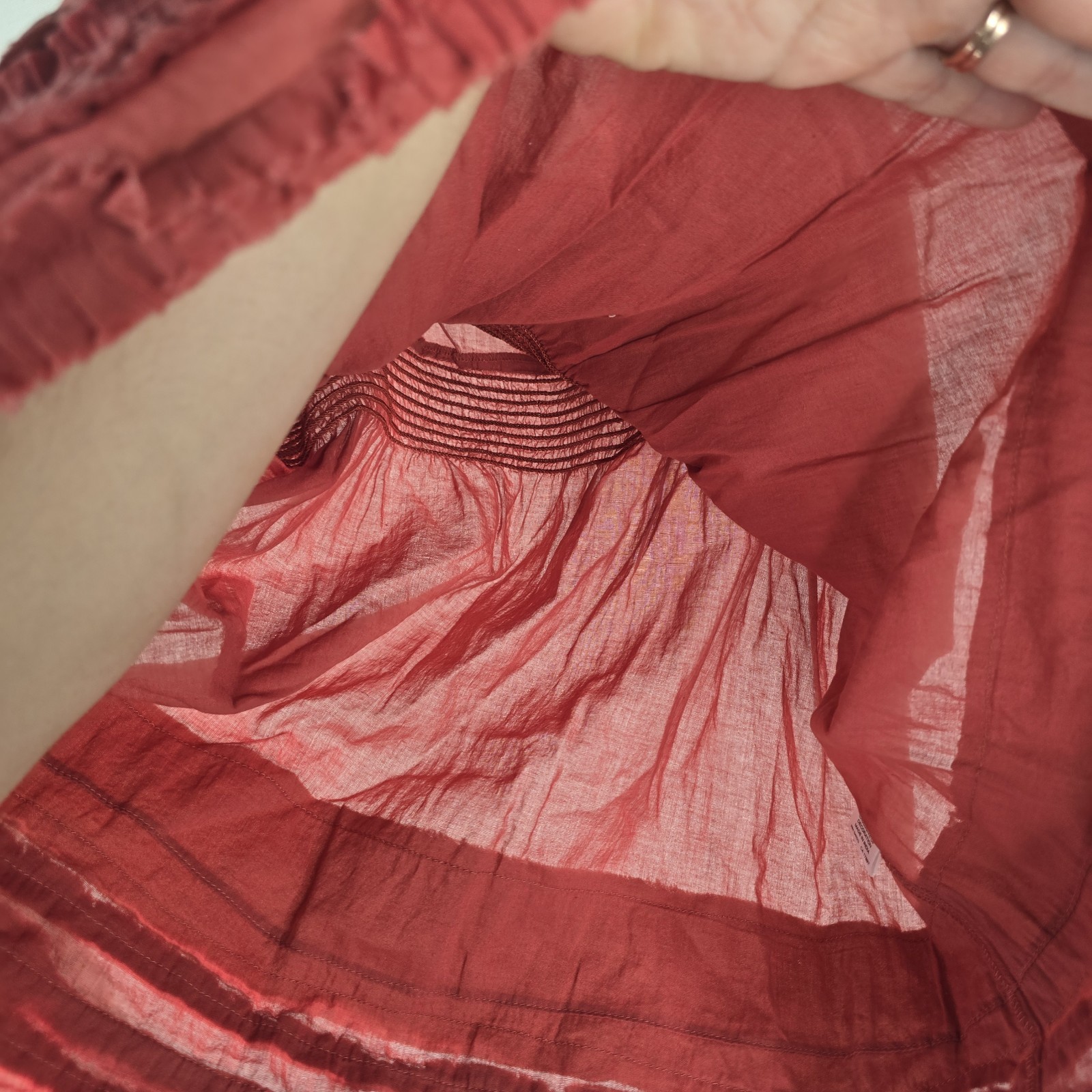 Old Navy Womens Large Spaghetti Strap Y2k Babydoll Terracotta Red Vneck Vintage