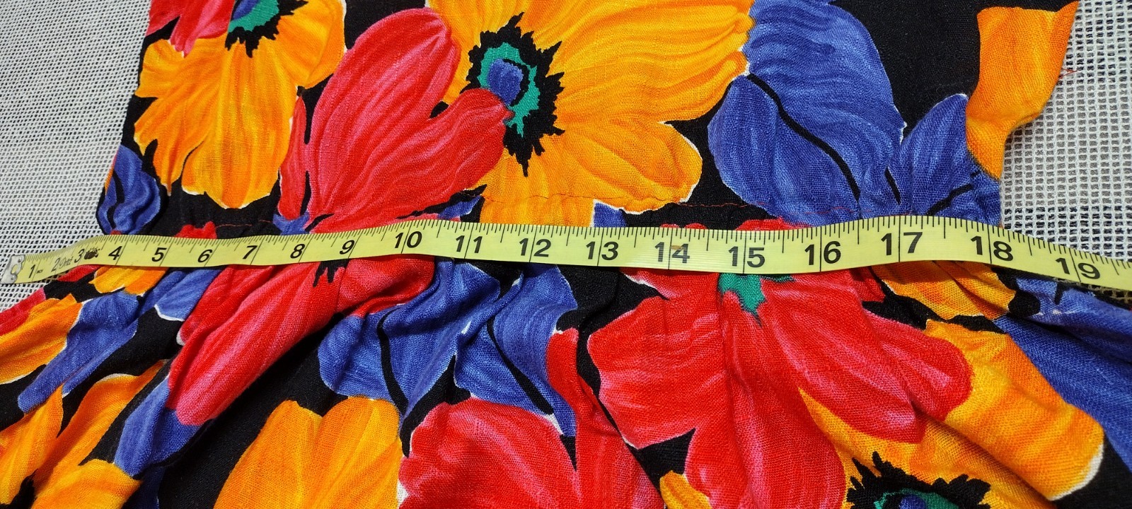 Vintage 1980s Big Floral Dress Sleeveless Sundress Red Orange Daisy Blue Medium