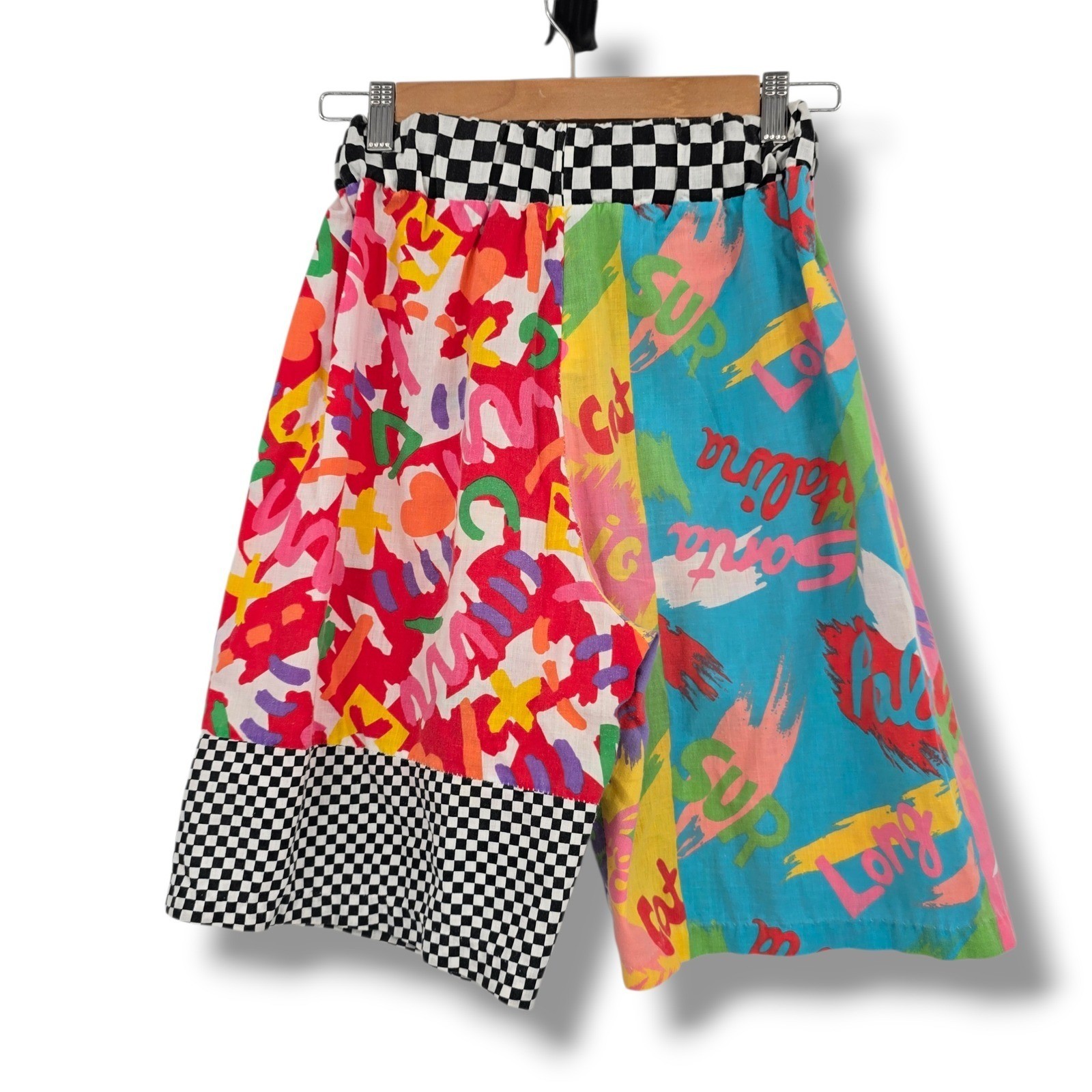 Vintage Knitwaves Shorts Womens XS/Small Multicolor Patchwork Checkered 80s 90s