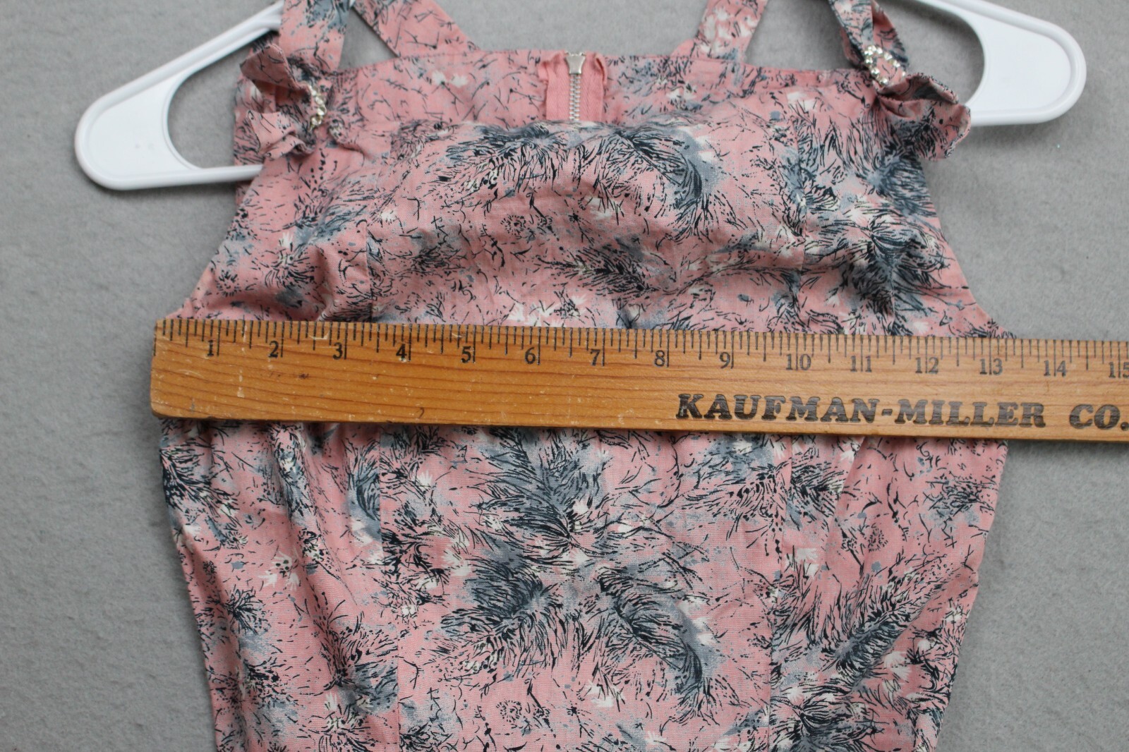 Vintage Fox Original Dress Womens Small Pink Gray Straight with Ruffles 1960s
