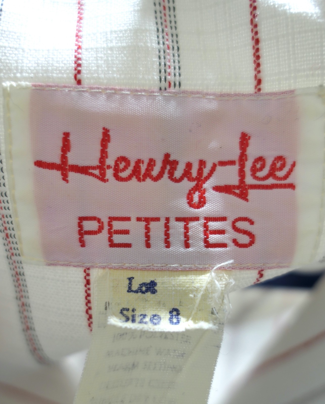Vintage 70s Henry Lee Petites Business Shift Dress Pin Stripe Dagger Collar M