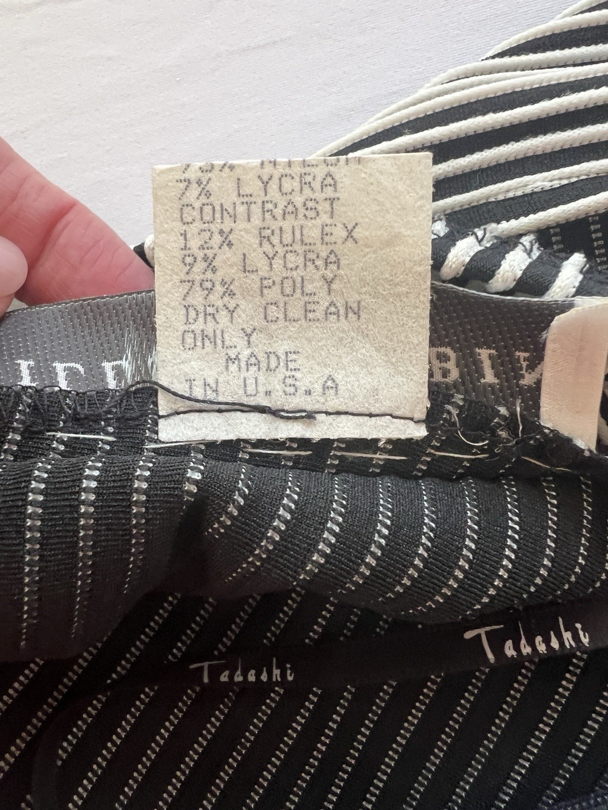 Vintage Y2K Retro TADASHI Black Striped Halter Top Bandage Fitted Dress MEDIUM