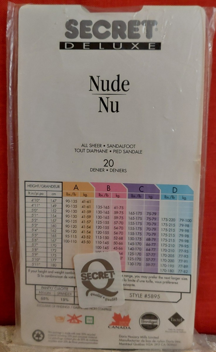 Vintage Pantyhose Secret Delux All Sheer Color Nightshade Size A BBN1