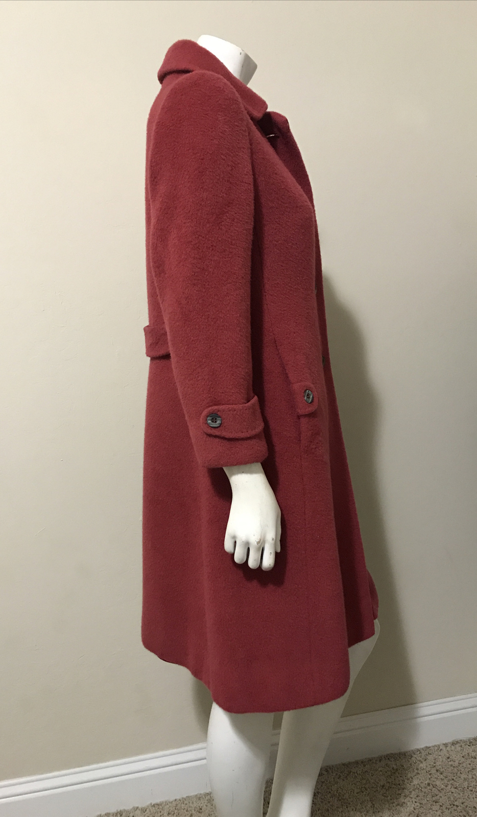 Forstmann Fabrics Vintage Cranberry Red 100% Wool Classic Fitted Coat Size S/M