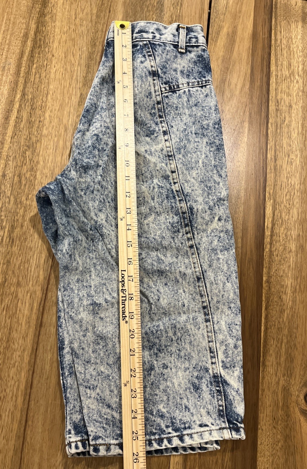 VTG 90s Acid Wash Denim Shorts Chic 15 Inch Inseam High Waist Jean Shorts S USA