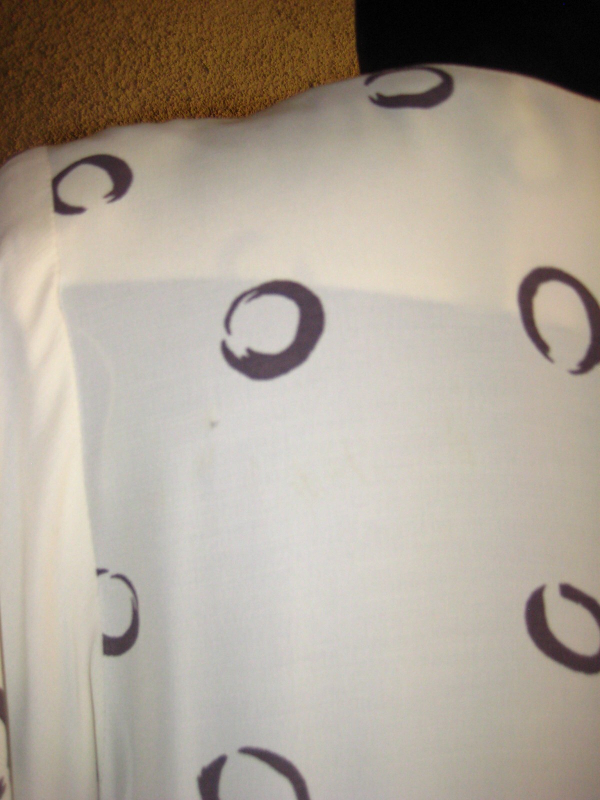 Vintage Warren Z I Magnin 80 cream abstract circles padded shoulder sheath dress
