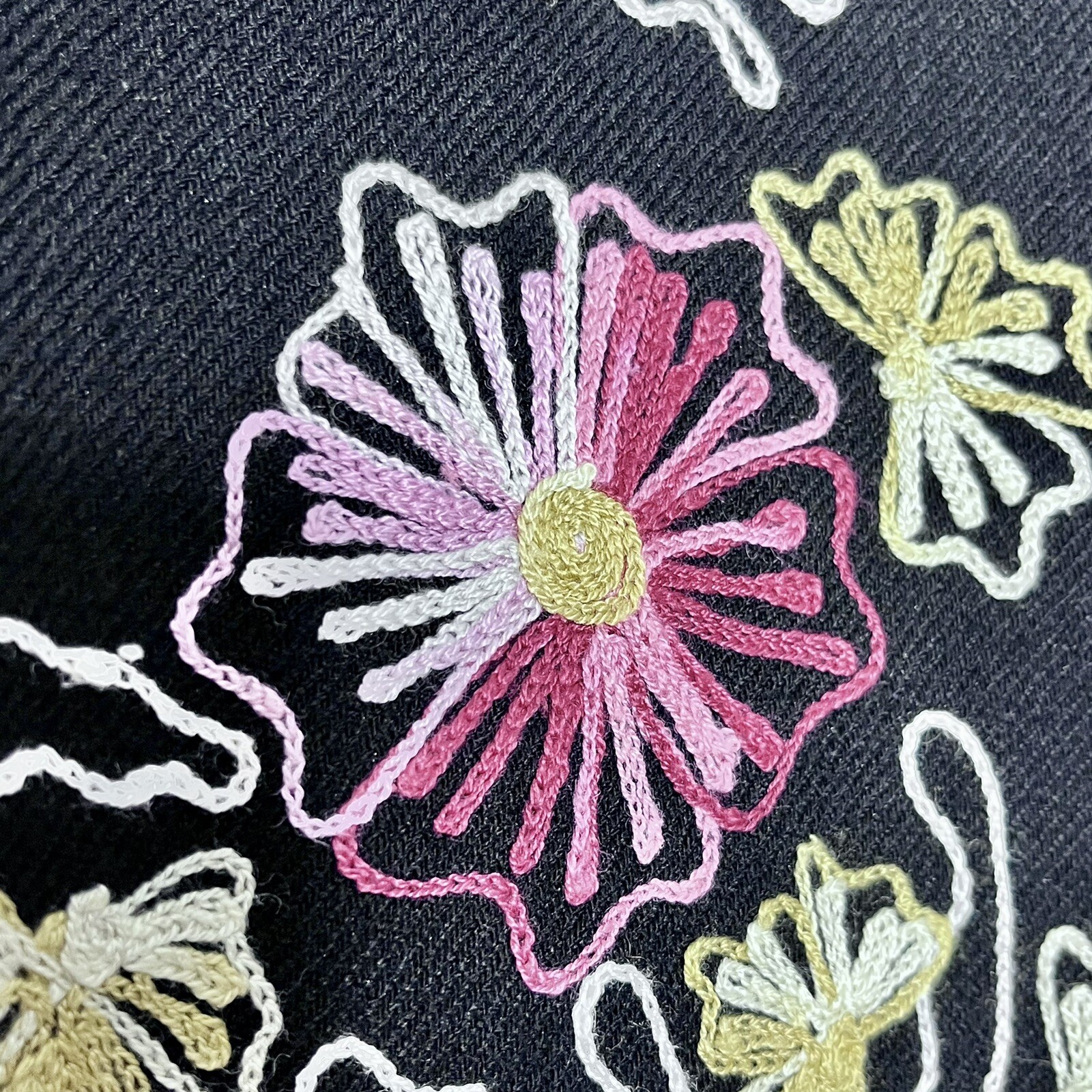 Vintage Womens Floral Embroidered Jacket Top Wool Blend Size L Art to Wear