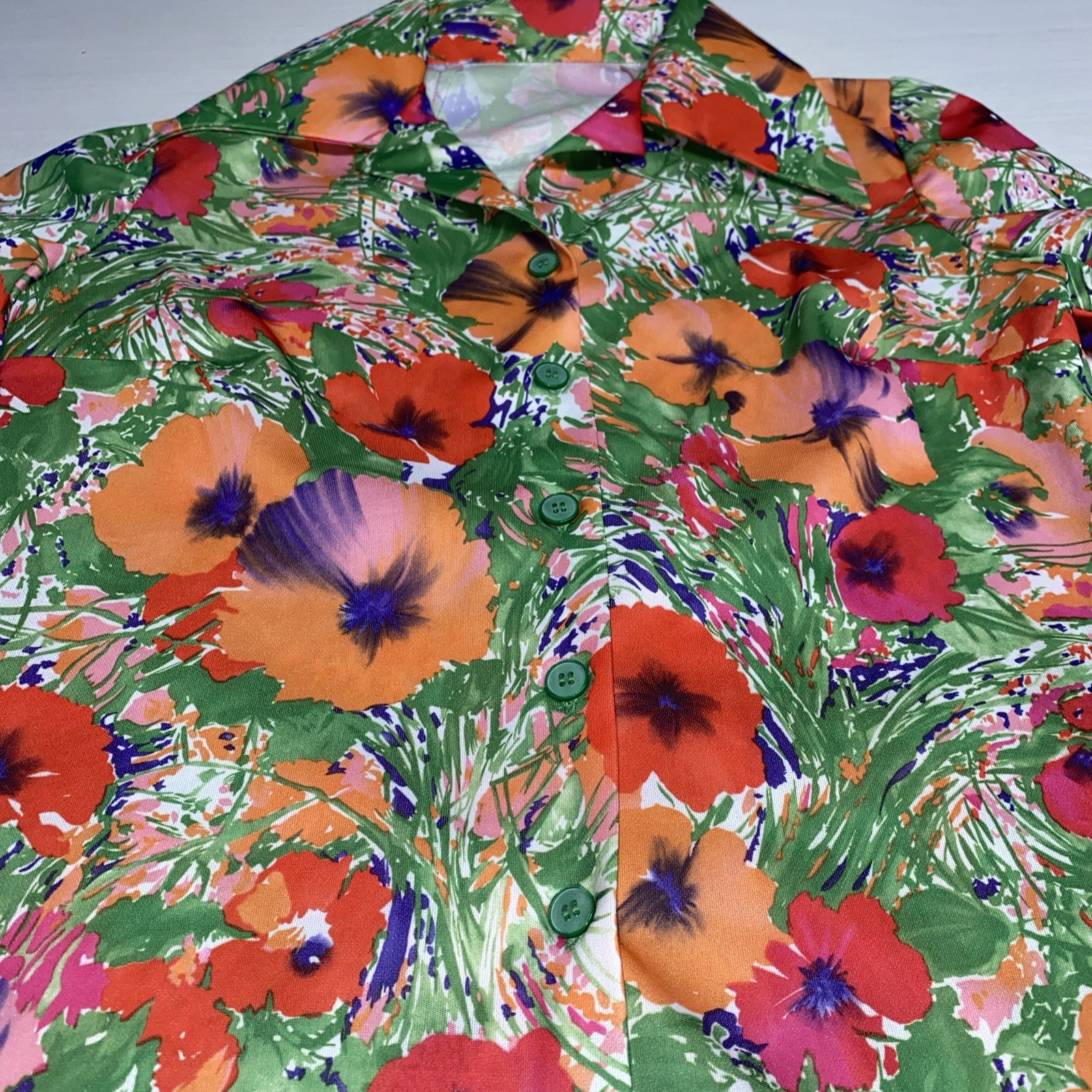 70s Psychedelic Flower Dagger/Butterfly Collar No Brand Women’s Small Orange/red