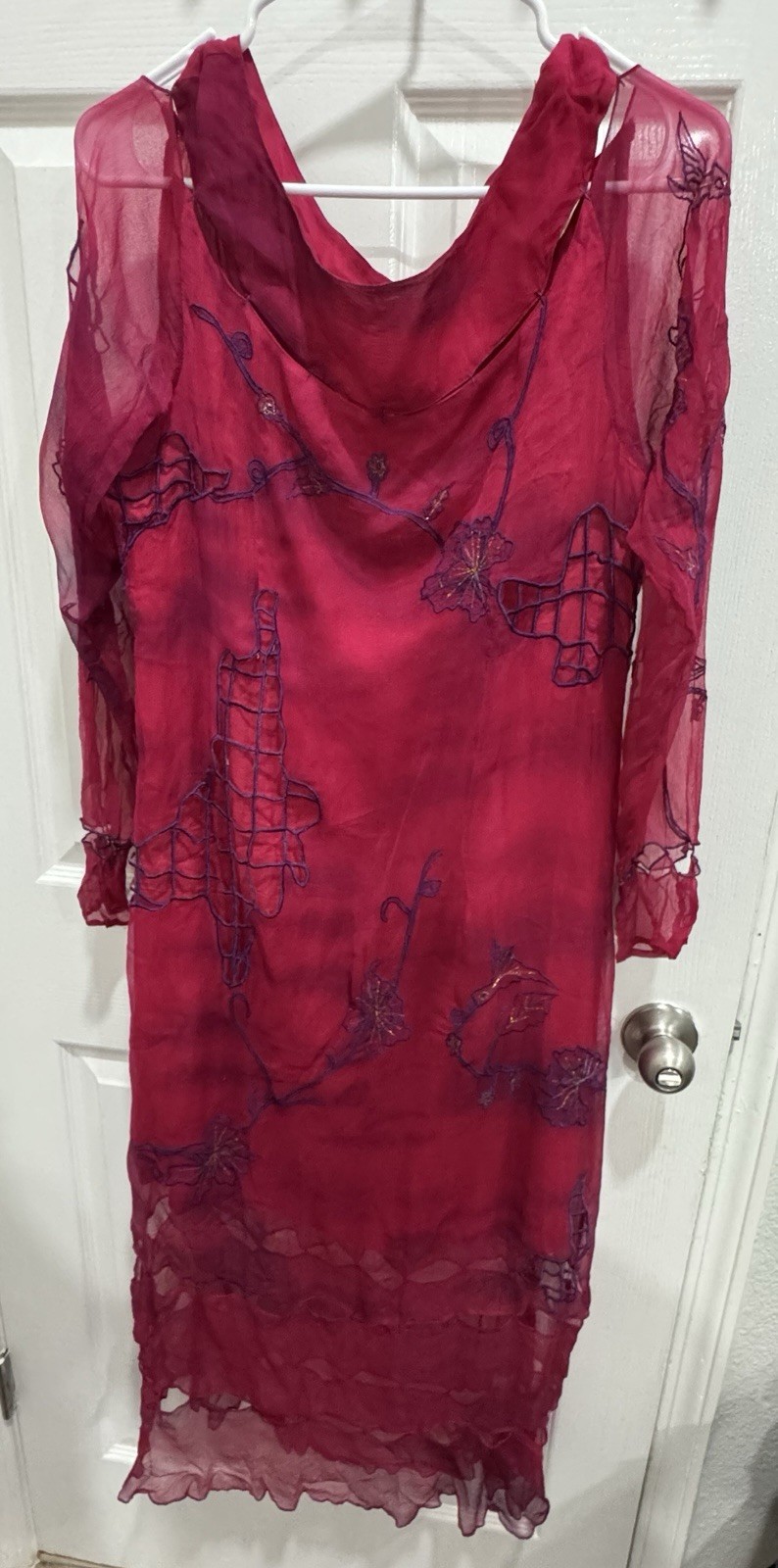 Nataya Victorian Titanic Tea Party Embroidered Mesh Dress Pink Rayon XL