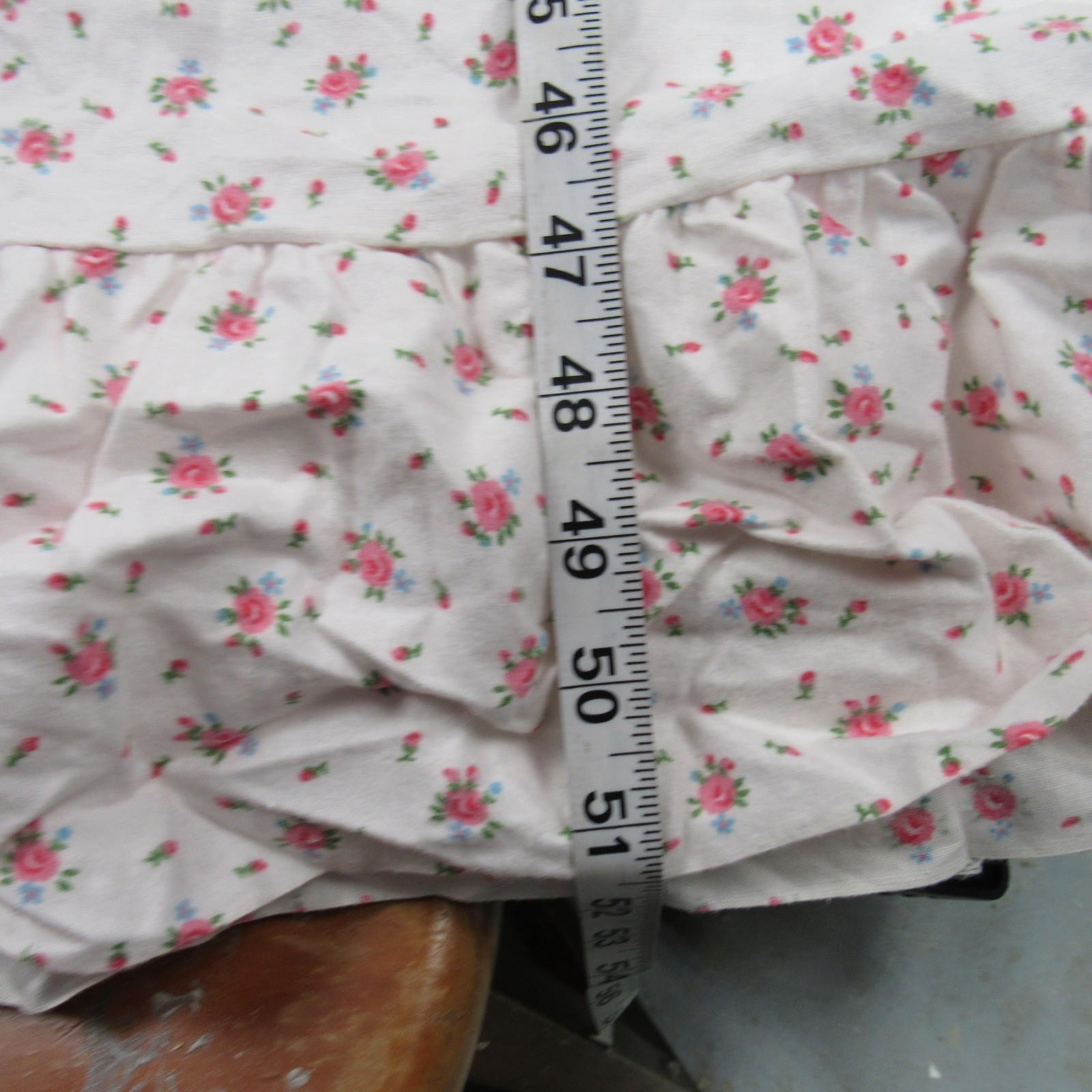 Vintage Jodie Arden Cotton Floral Nightgown Pink White Ruffle Hem Long Sleeve M