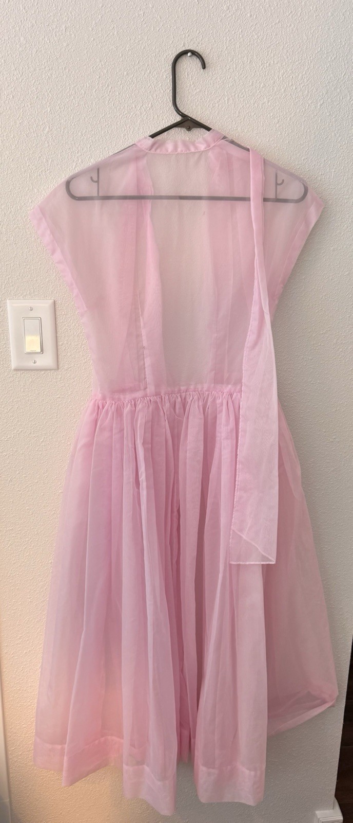 Vintage Handmade Pink Diaphanous Dress. Hollywood Starlet Size Small