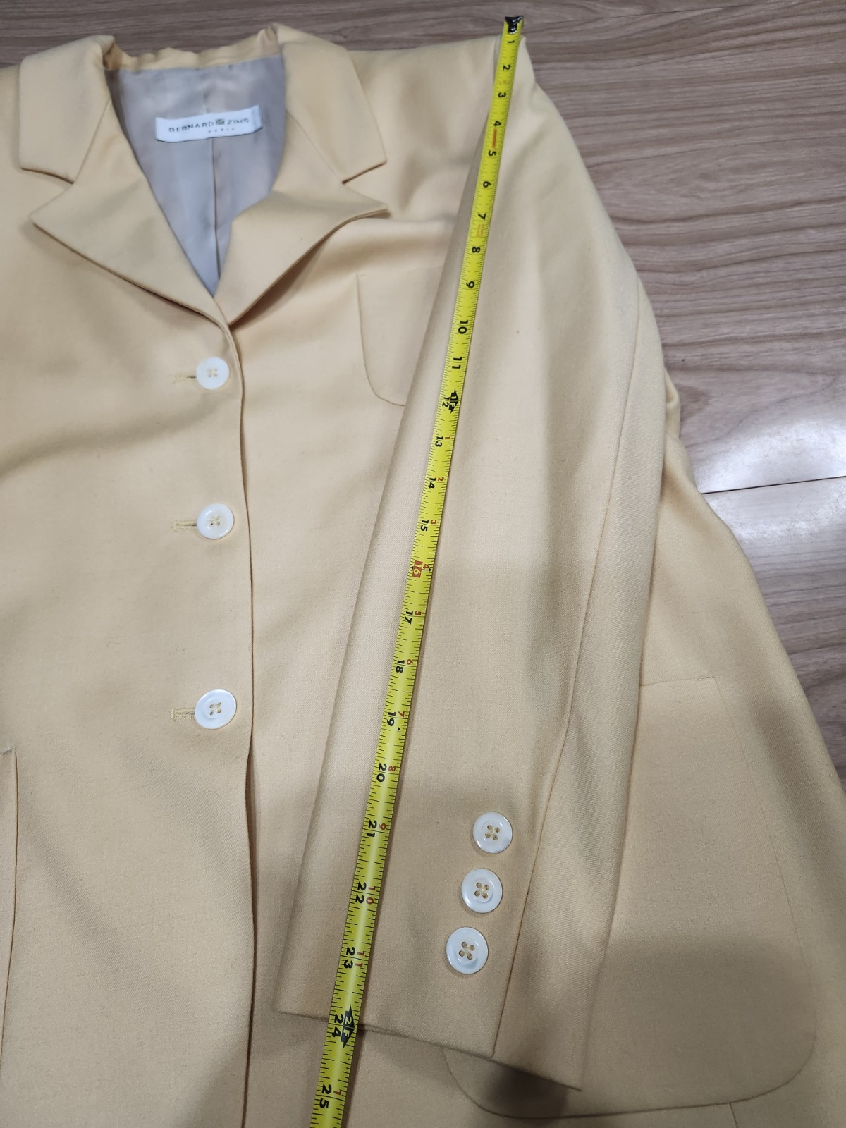Vintage Bernard Zins Paris Womens Blazer 100% Wool And Cashmere Sz 14 Yellow…