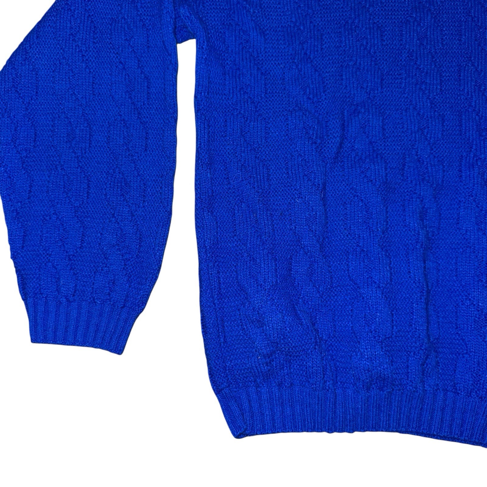 Vintage 90s Women’s Sweater Spunky Size Large Bright Blue Pattern USA Made