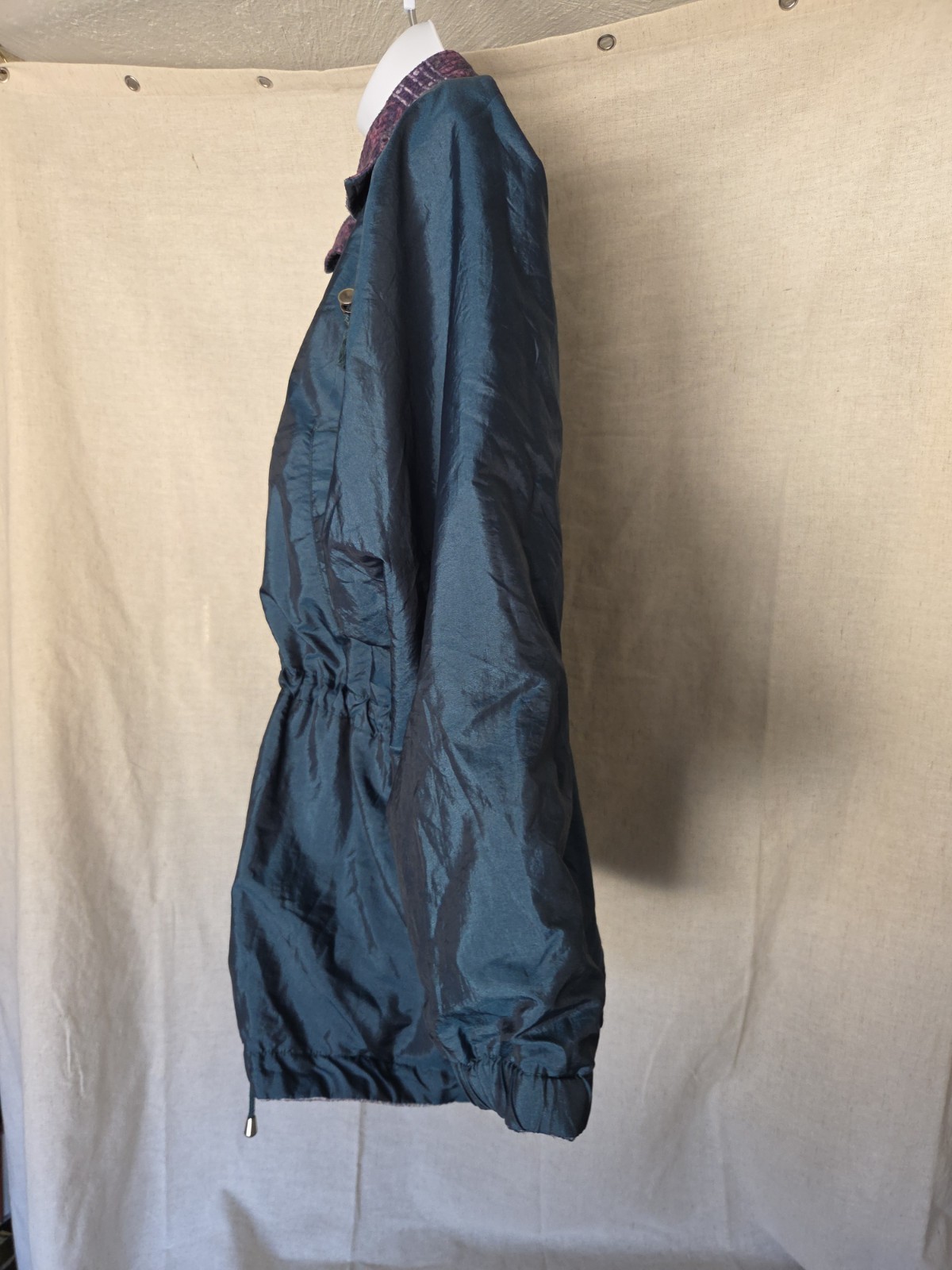 Vintage 1980s Reversible Geometric Tribal Pattern Jacket M Purple Teal Gray
