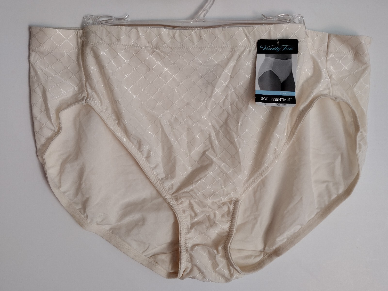 VANITY FAIR 2XL/9 SOFT ESSENTIALS CREAM HIGH-CUT PANTY 13057 NEW WITH TAGS