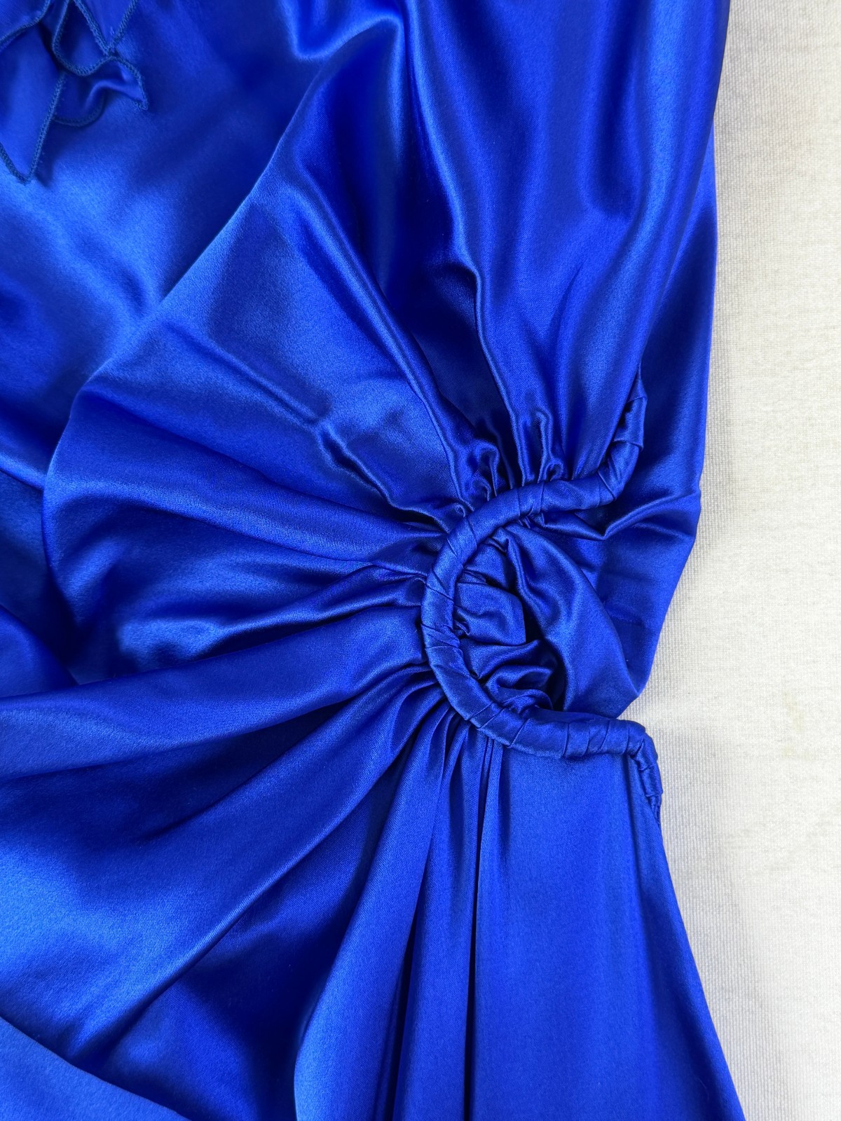 Vintage ROBERTO CAVALLI One Shoulder Silk Dress 46 10 US Blue Ruffle Detail