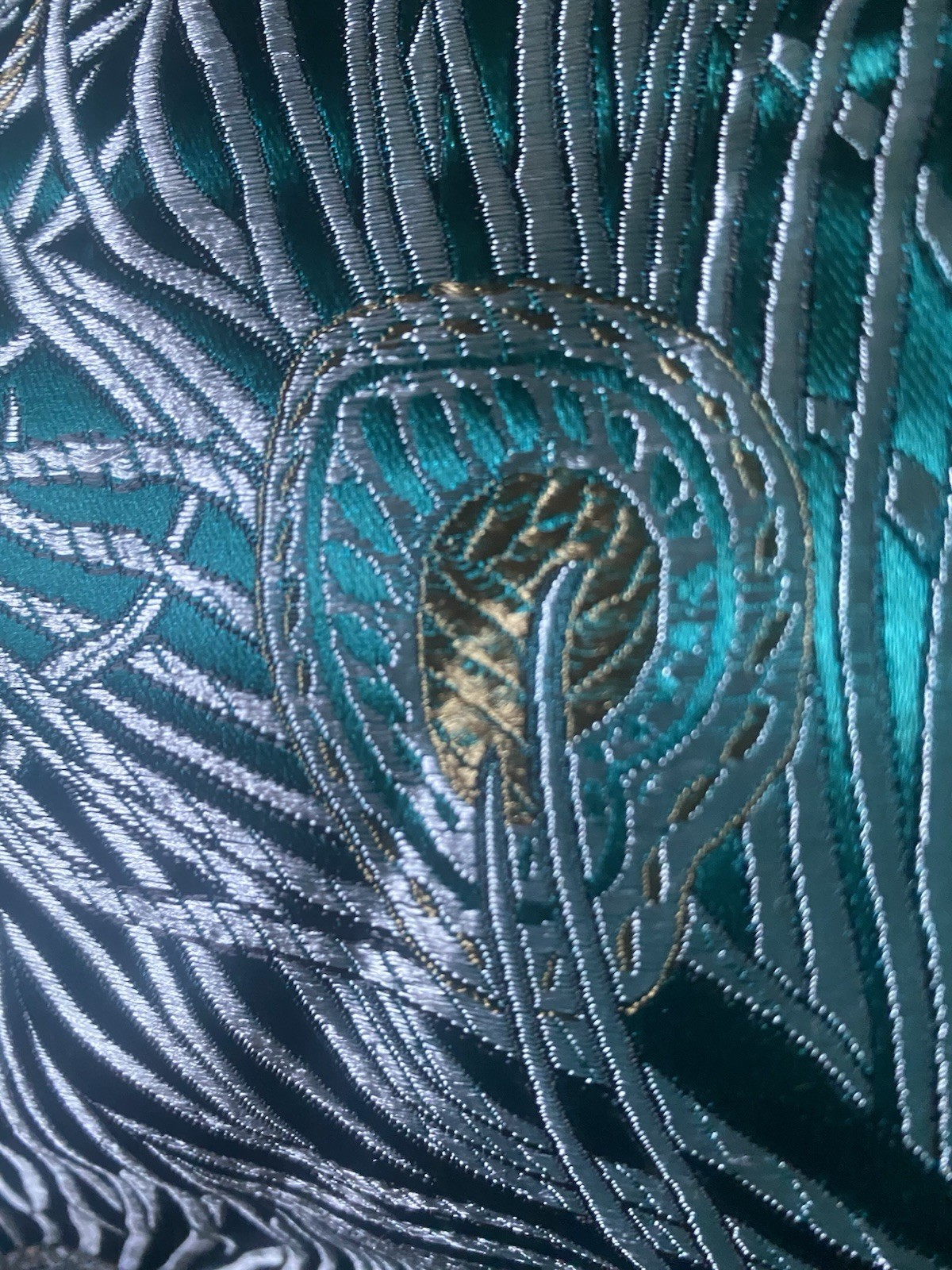 Vintage Rising Phoenix Silk Blouse I 1980s 1990s Teal Peacock KimonoStyle Top L