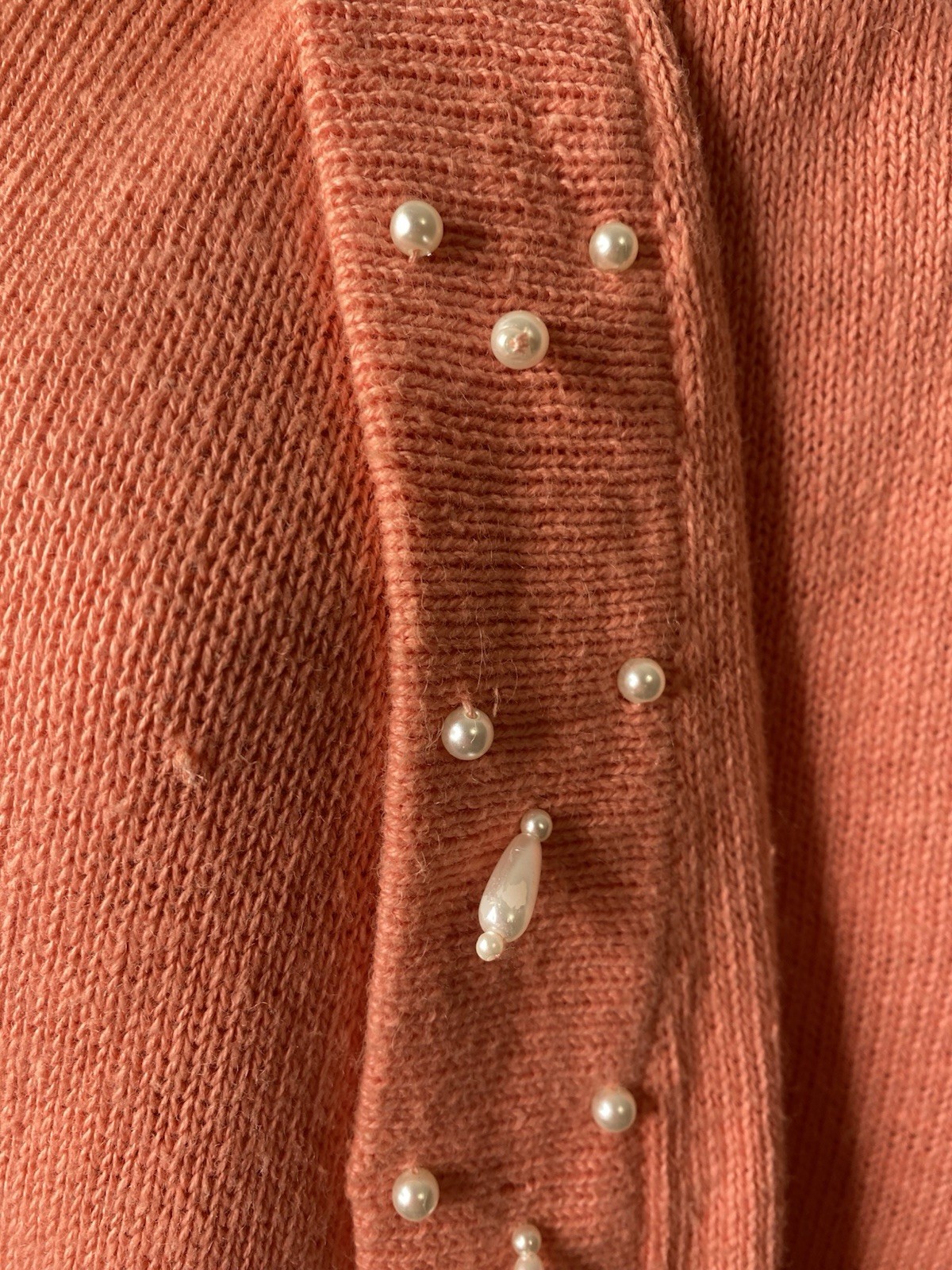 Vintage 80s Cervelle Beaded Easter Sweater Dress With Vest Size Large Peach Warm