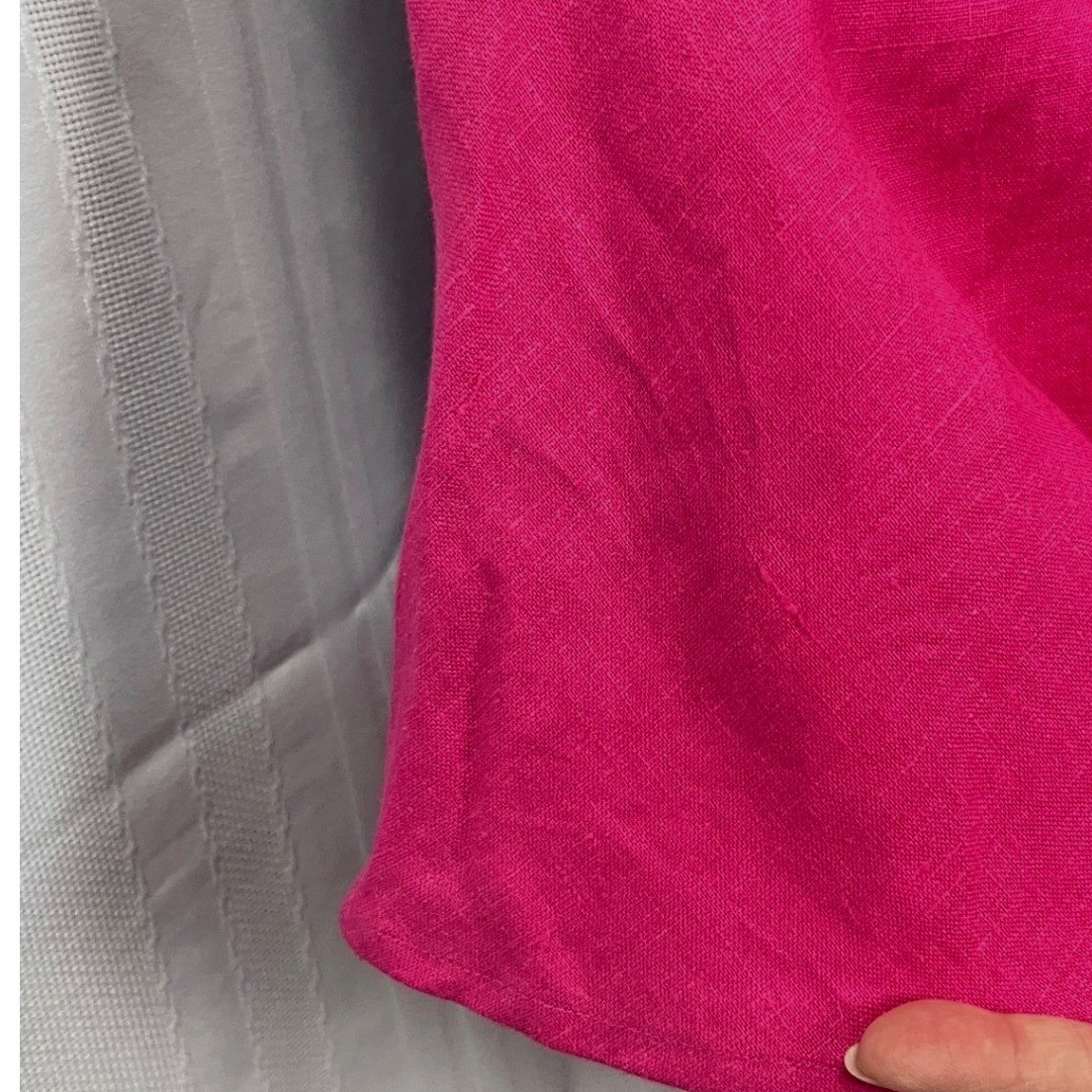 Carole Little Vintage Fuchsia Pink 100% Linen Belt Midi Shirt Dress 8 Circle 90s