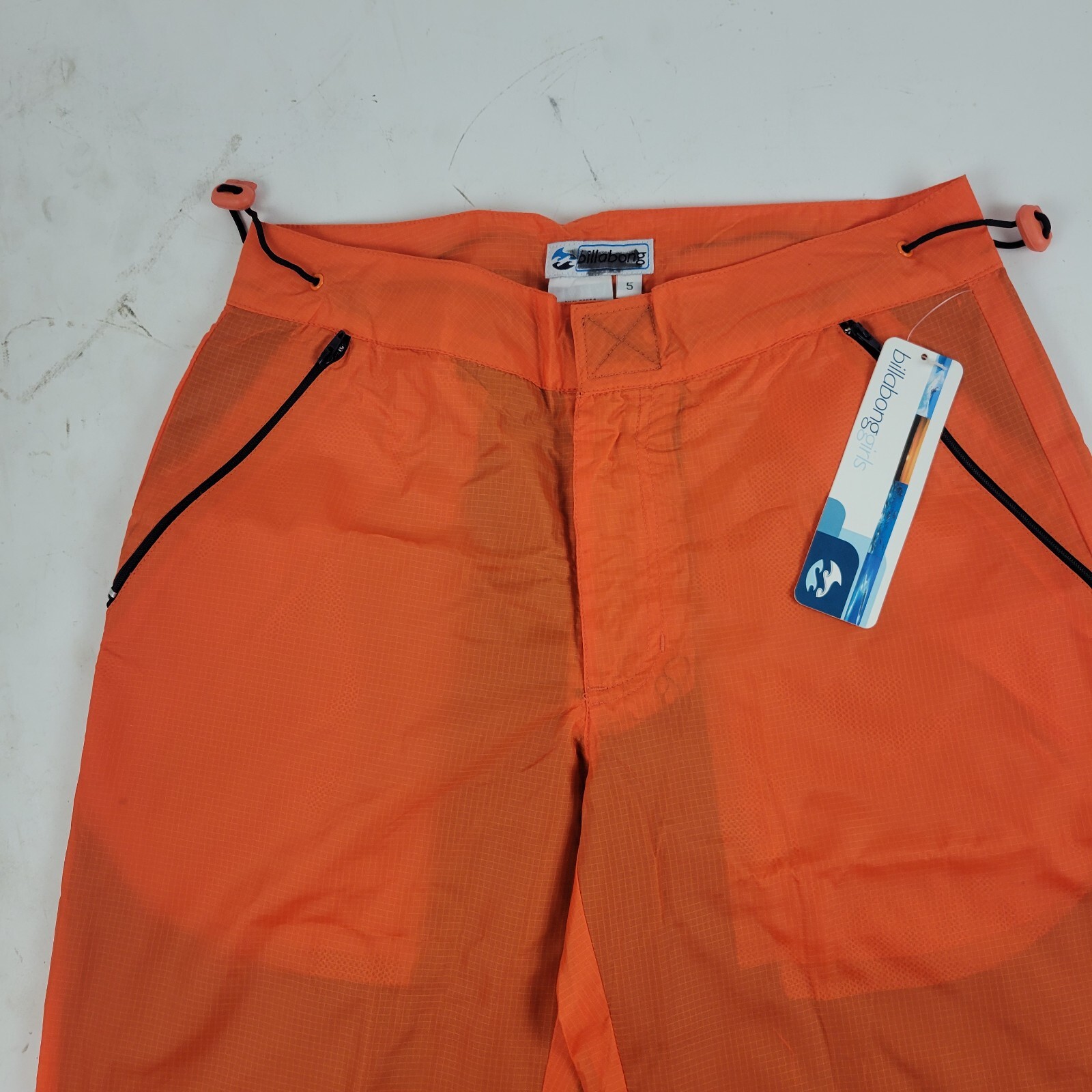 VTG 90s 1998 Y2K Billabong Girls Spec 73 Nylon Orange Rave Baggy Pants Size 5