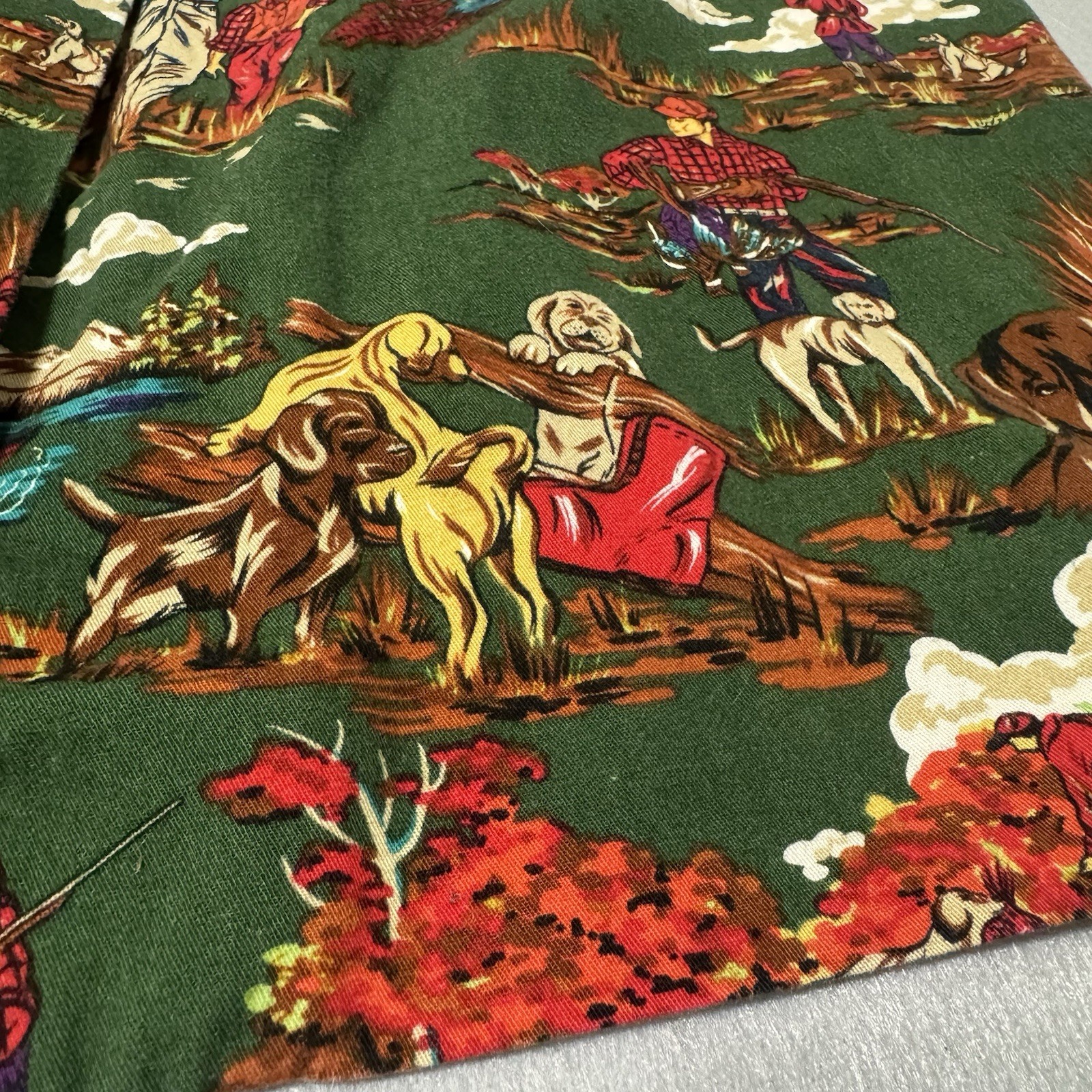 Vintage Skirt Small Sharon Young Hunting Dogs Green Pencil