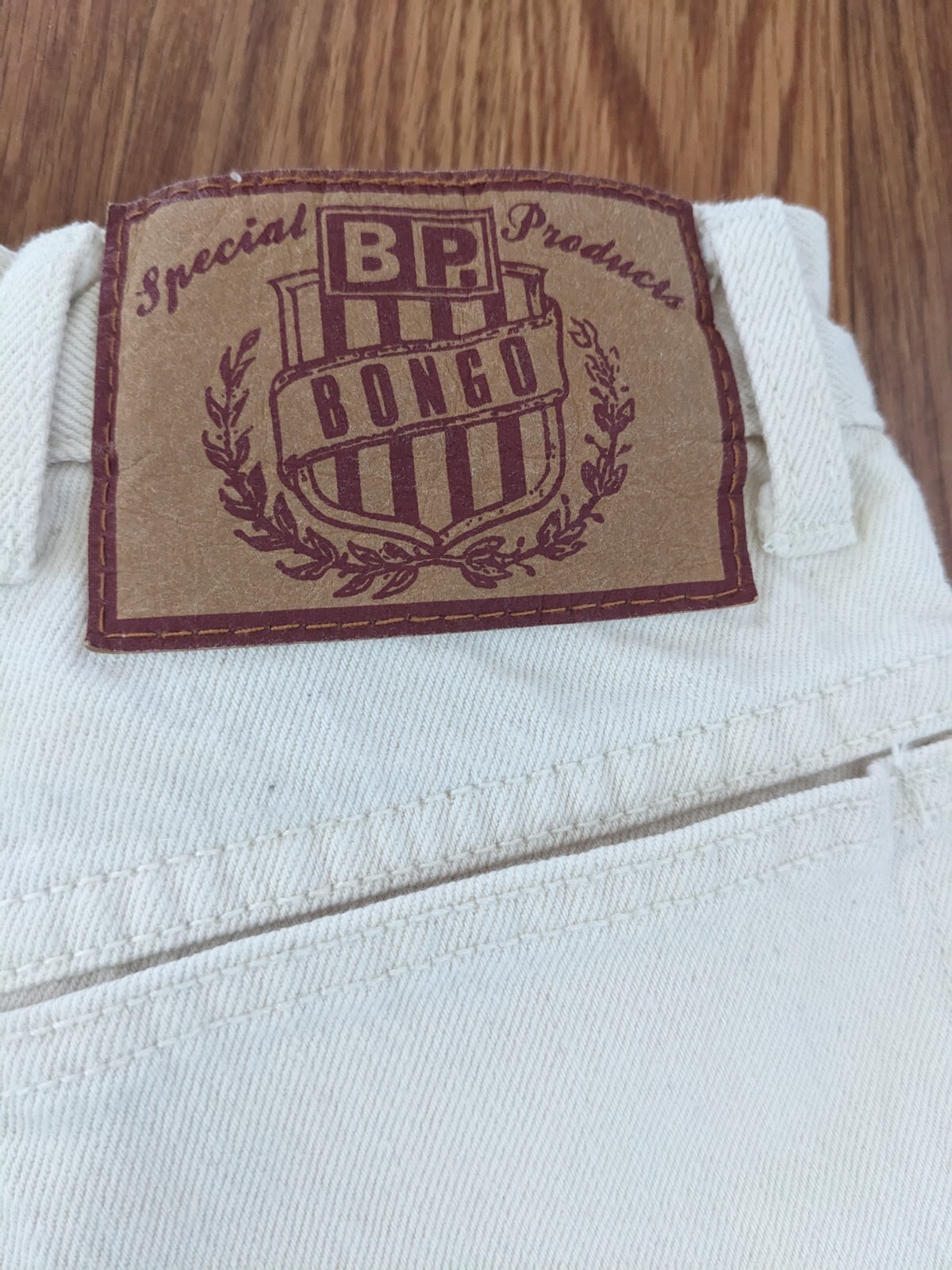 Vintage 90s BONGO super high rise Mom denim jean cream shorts Brass Plum USA 1