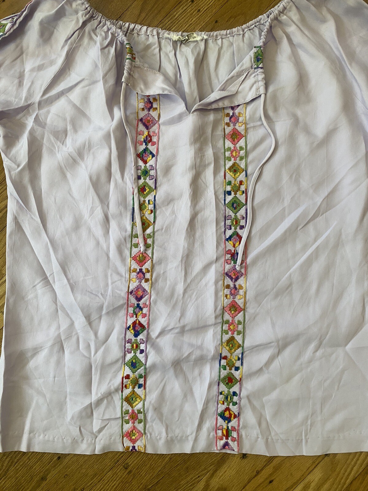 1960s Alice Stuart HIPPY BOHO Top.tunic.lavender,puff Sleeve medium.union Made