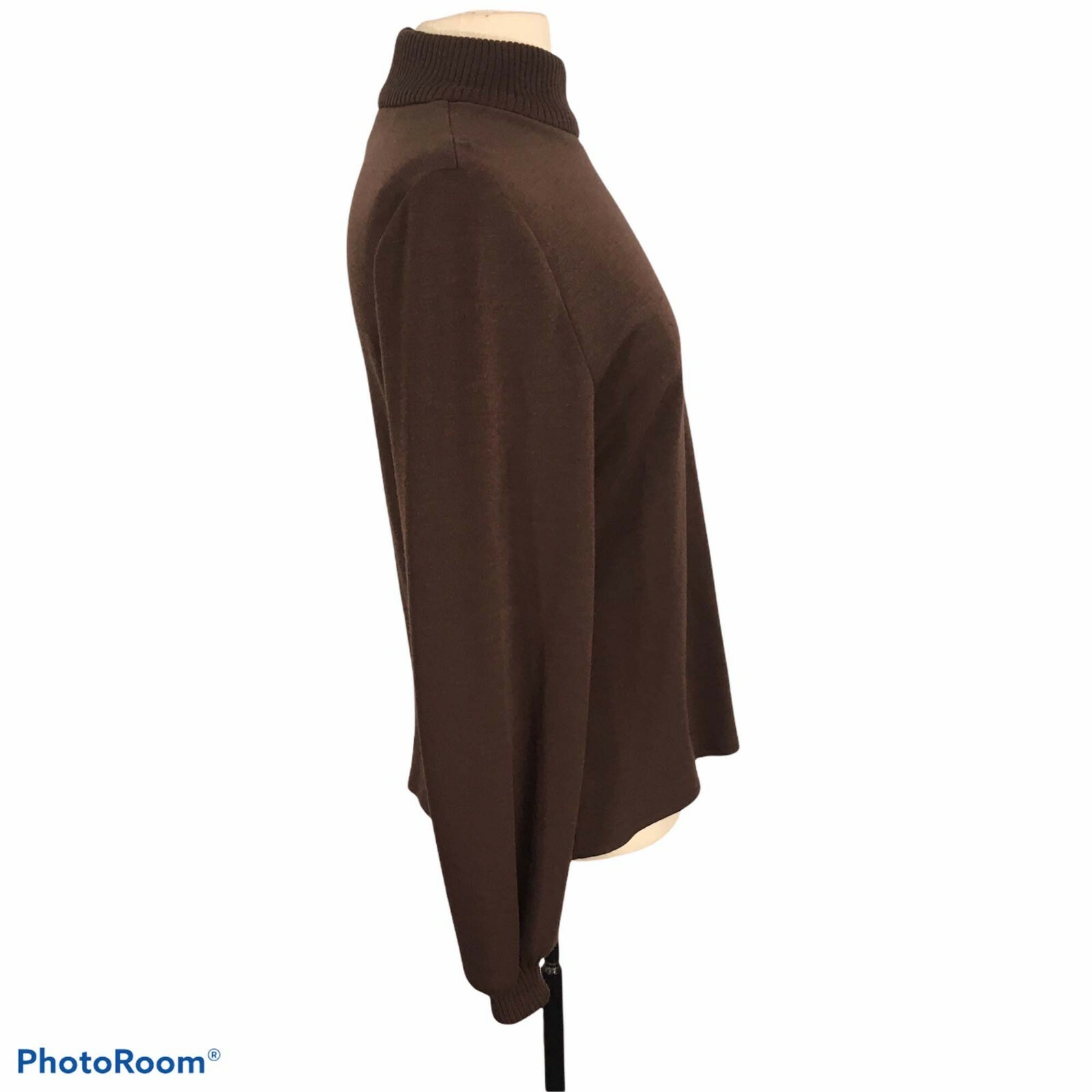 William Pearson Vintage 70s 80s Womens Brown Mock Neck Knit Top, Zip Back Shirt