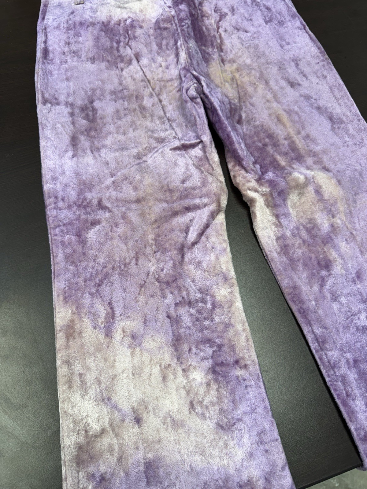 Vintage Purple Velvet Bell Bottoms Button Fly Union Made Sun Fade 27 x 28.5 70s