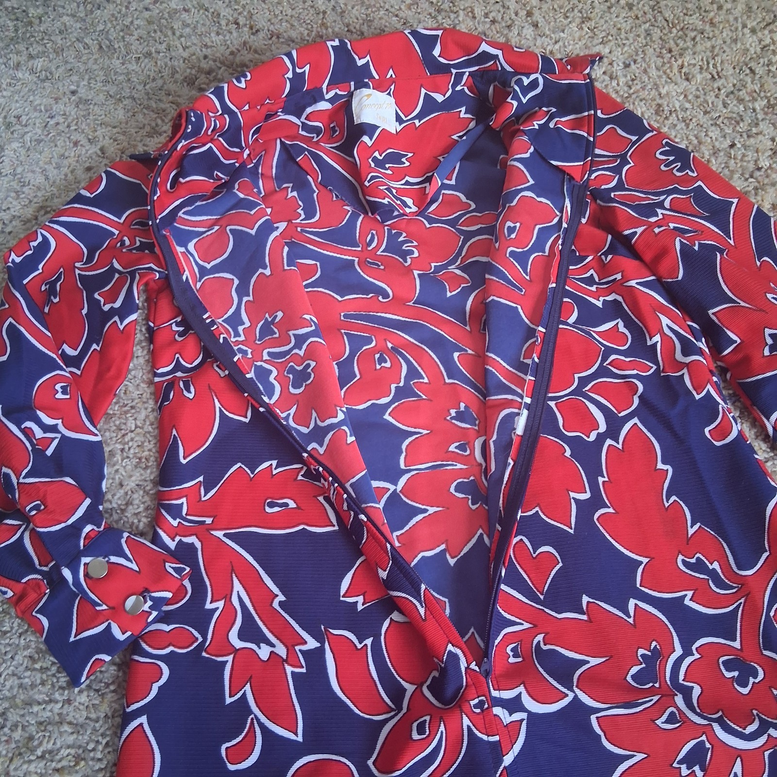 Vintage CONCEPT 70’s SWIRL Mod Psychedelic Floral Hippie Maxi Dress Talon Zip