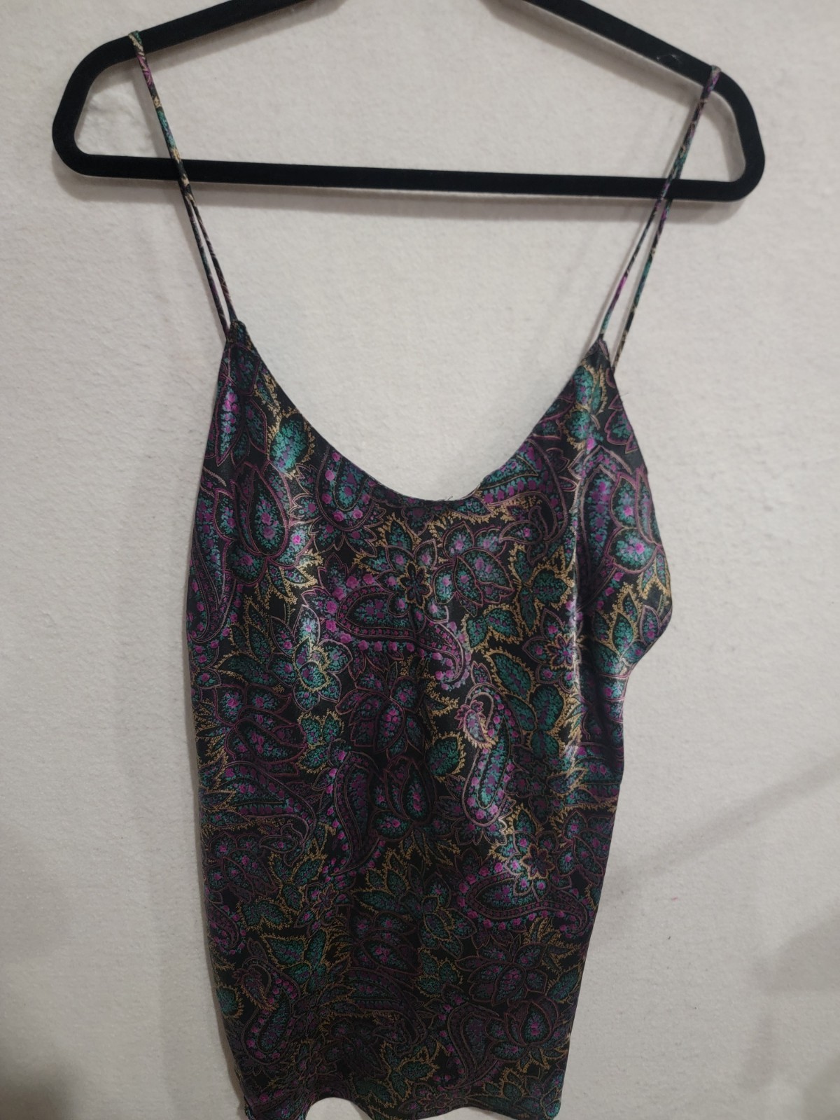 Vintage Circa 2000 Paisley Robe Camisole Set 2XL Made in USA Satin Lingerie 2pc