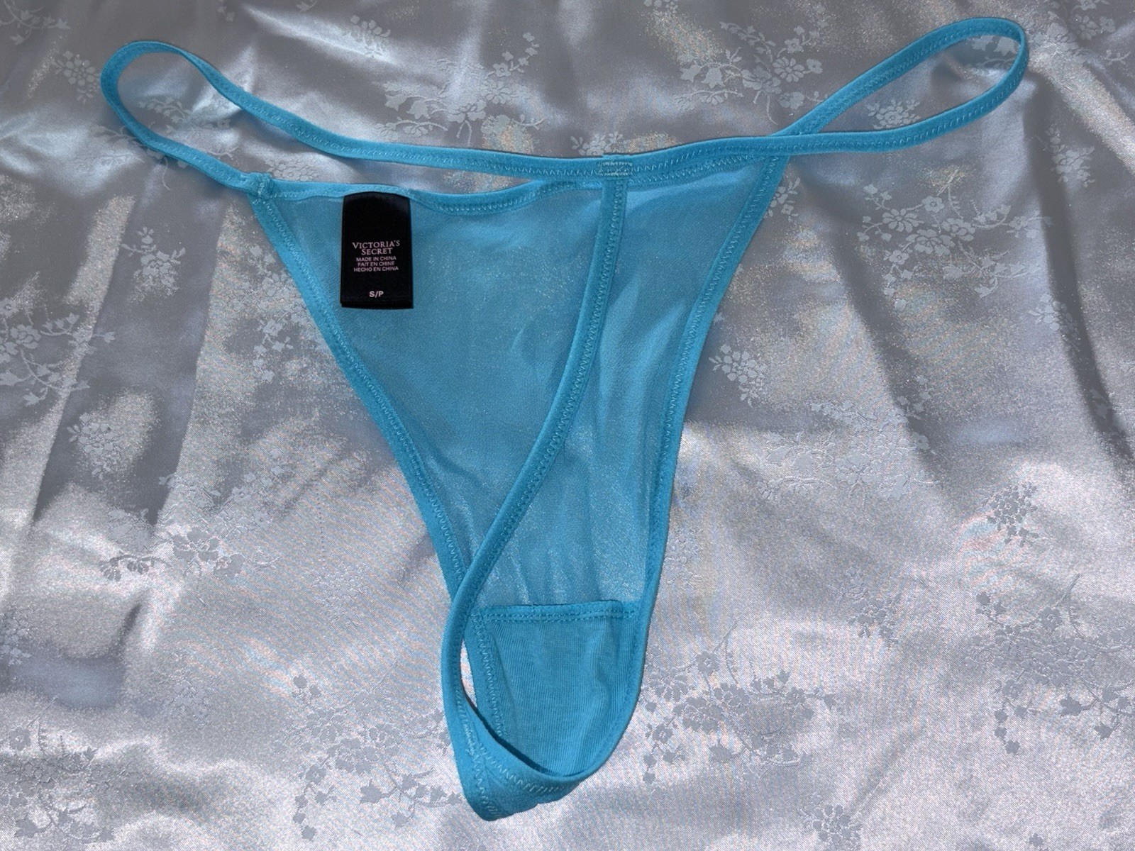Victoria’s Secret 2013 Silk Blue Sheer S Thong String Bikini Panty J Skimpy