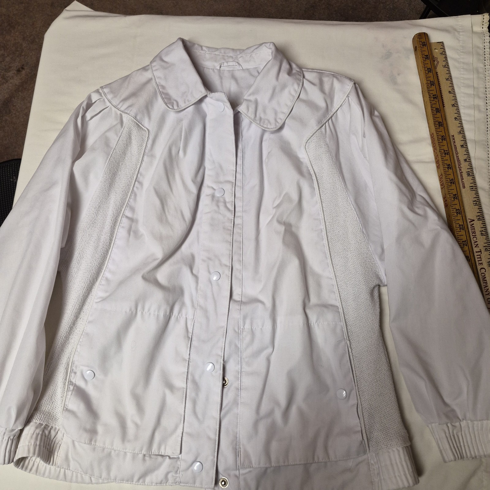 Aurora International by Abbmoor Vintage White Mesh Panel Windbreaker Jacket 18