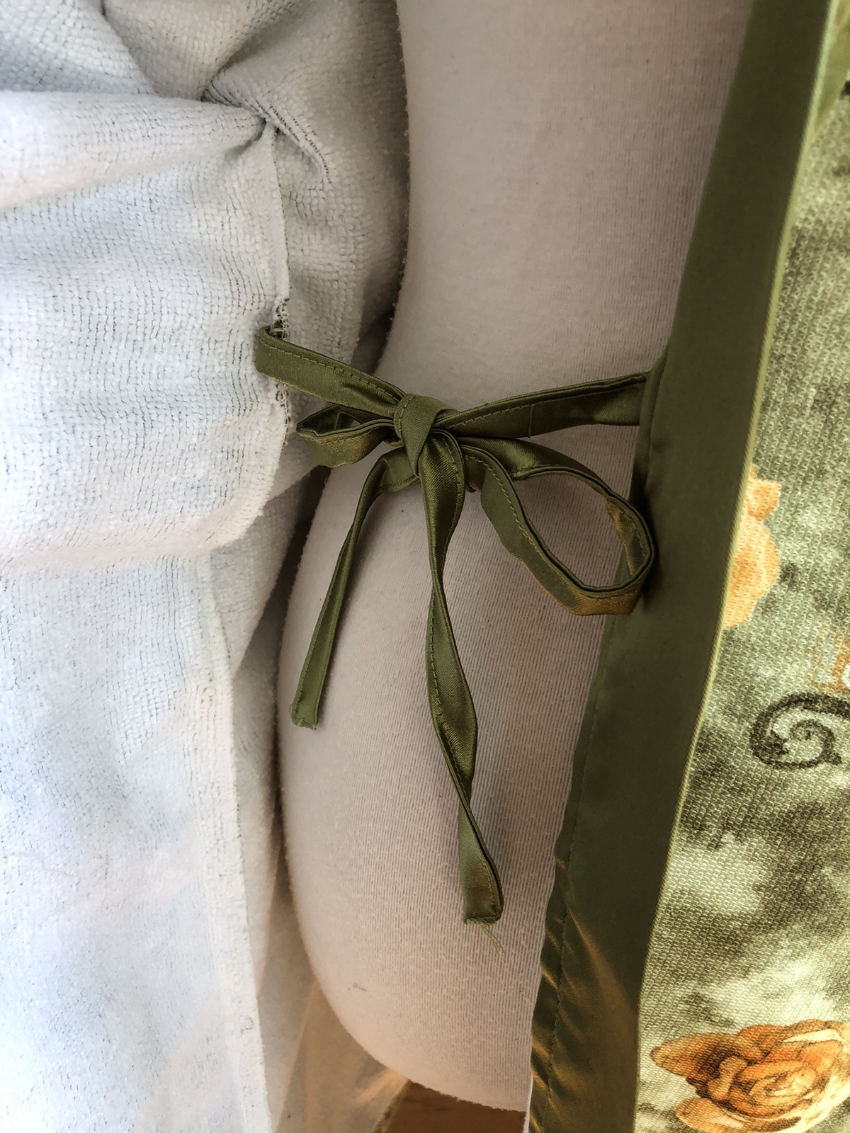 STUNNING VTG NWOT J.COOL Green w/ Yellow Roses Terrycloth Kimono Robe SZ XL