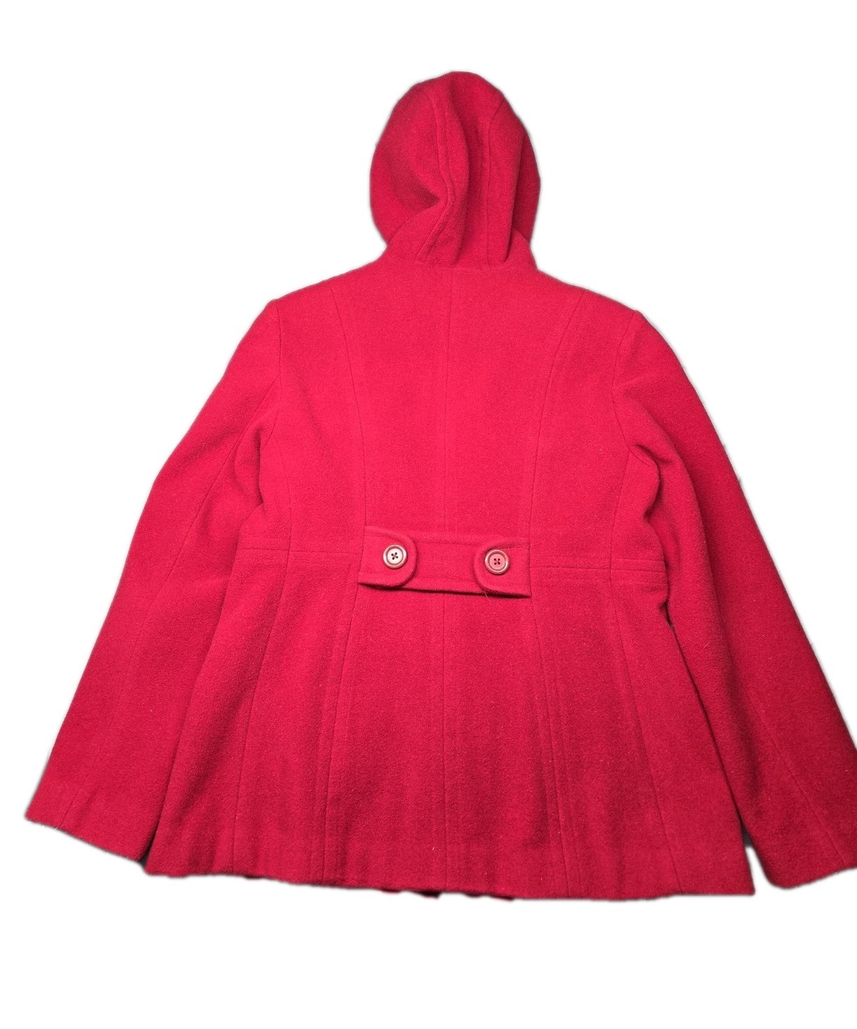 Vintage Red Wool Hooded Blazer Jacket Satin Lined Classic Dressy 90s Medium