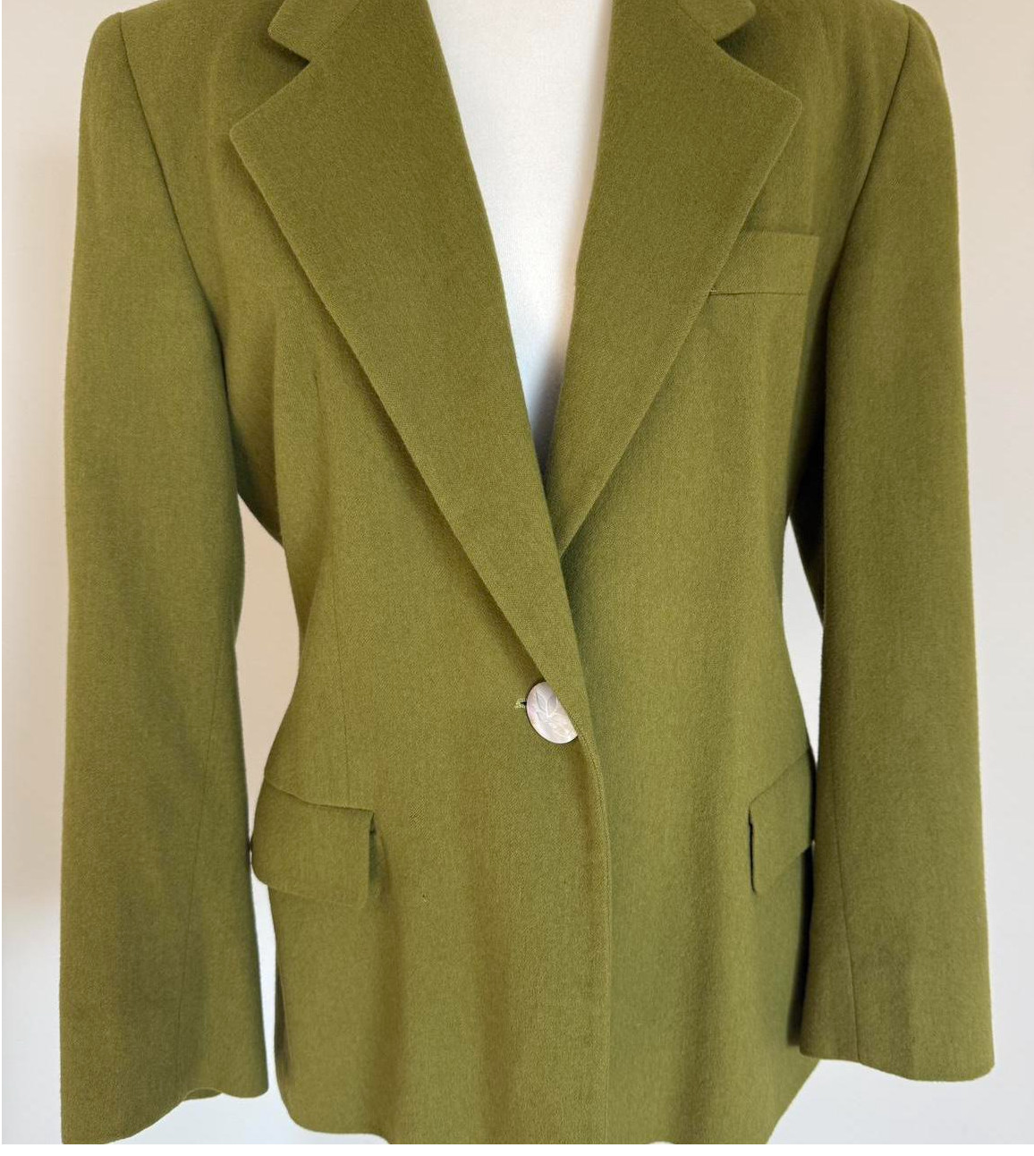 Italian Wool Blazer Green Womens Size 42 Tailored Vintage Umberto Gionocchietti