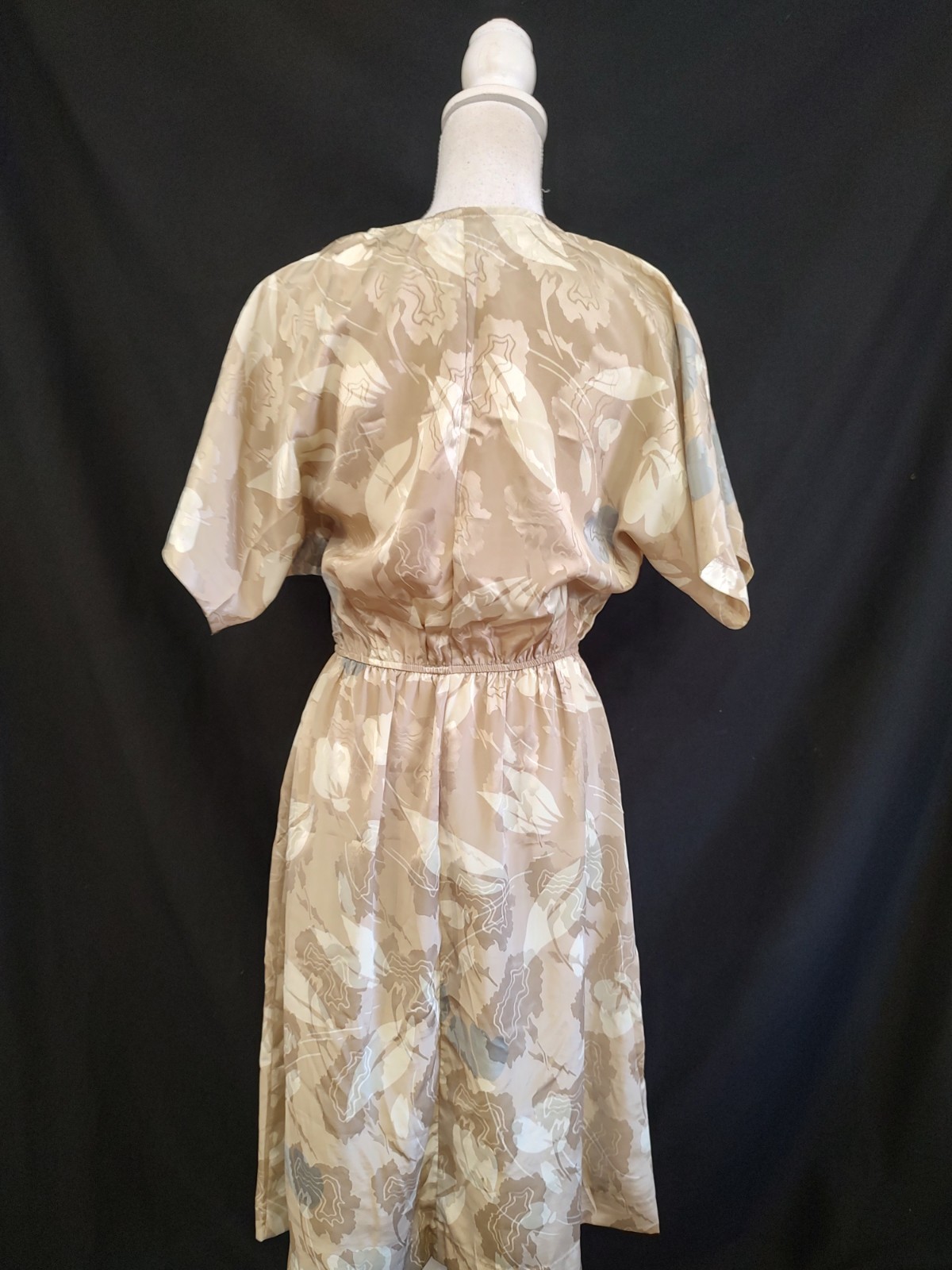 80s Vintage Dress Pellini Petites by Von Branlett Silky Poly Floral Office 7/8 P