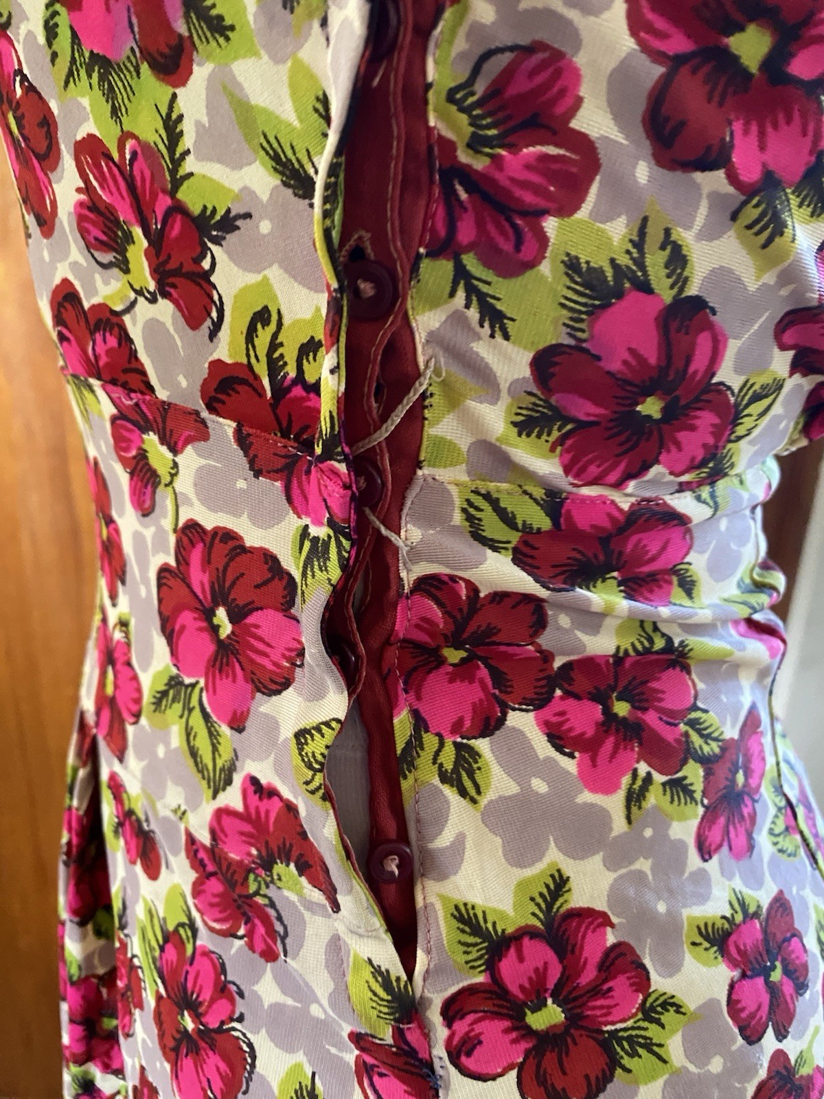 Vintage 1940s Floral Rayon Day Dress Great Pattern Medium