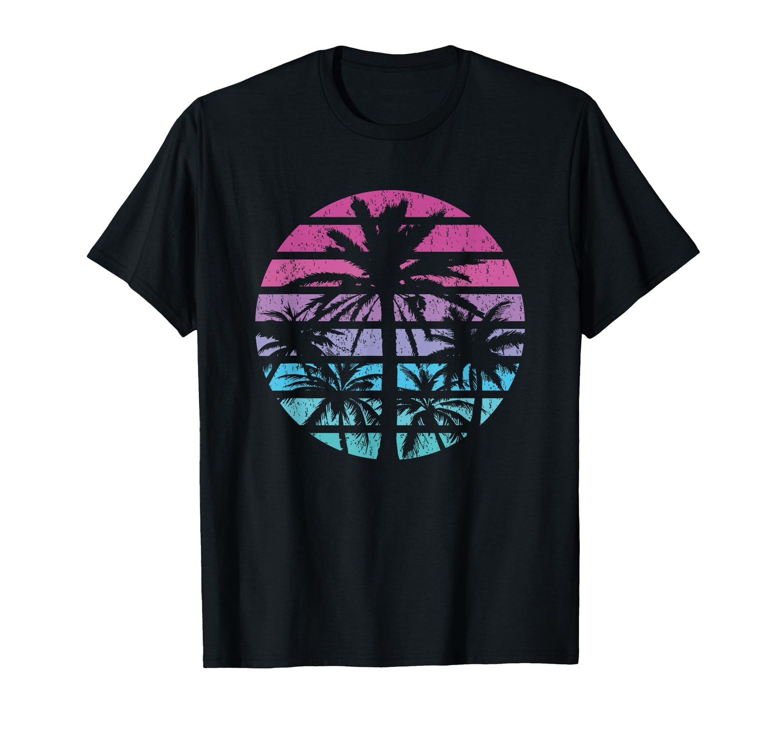 Palm Tree Retro Sunset Summer Beach Vintage Tropical Graphic Small, Black