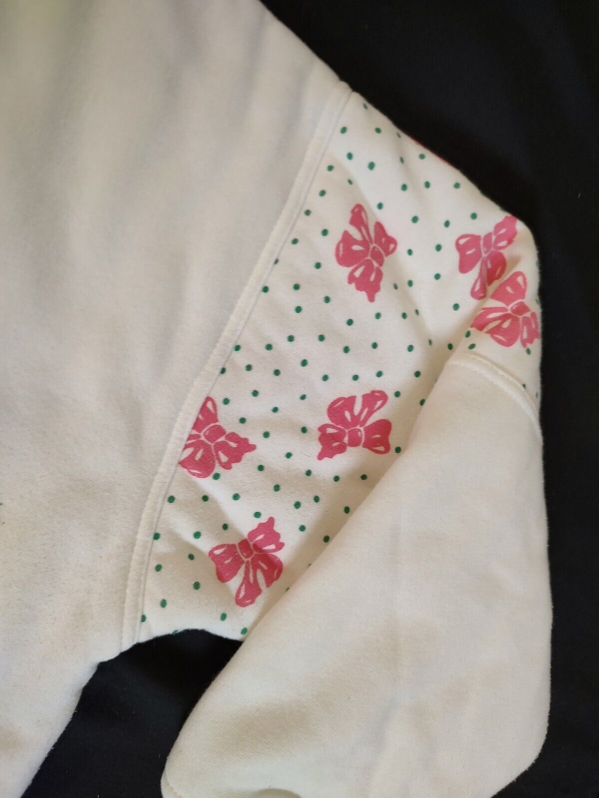 80’s Vintage Sweatshirt Dashers Padded Super Fluffy Floral & Bows Pattern Sz L