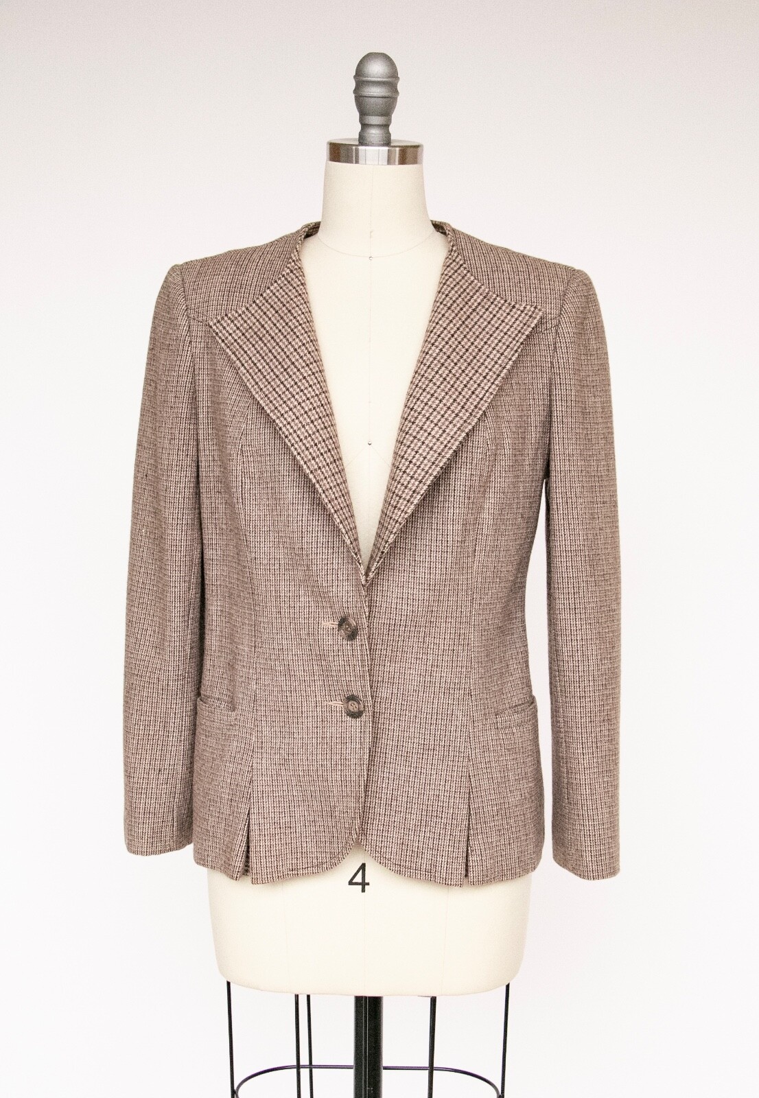 1980s Blazer Wool Jacket Brown Grey S