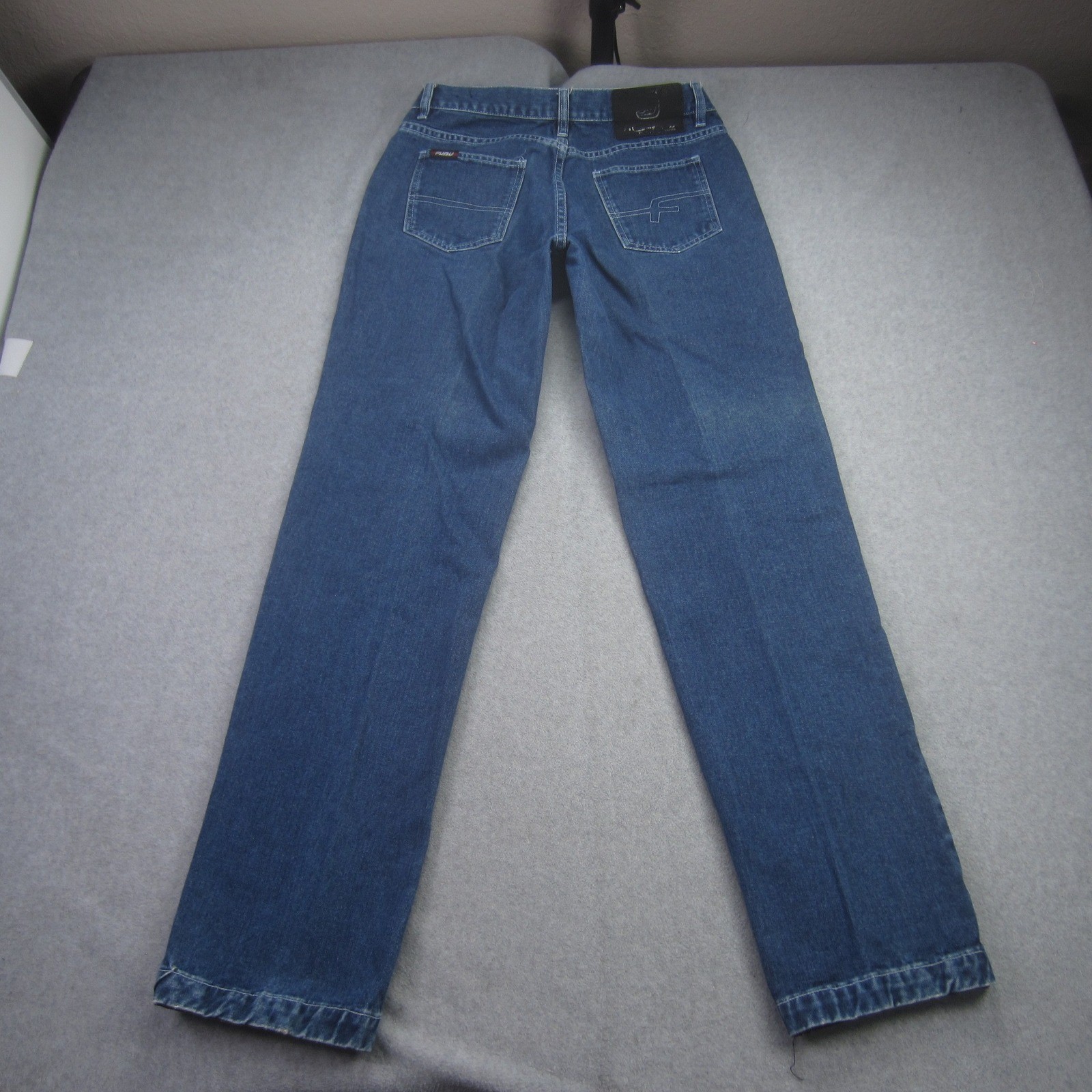 Vintage FUBU The Collection Jeans Womens 9 /10 Blue Straight Leg Logo Y2k