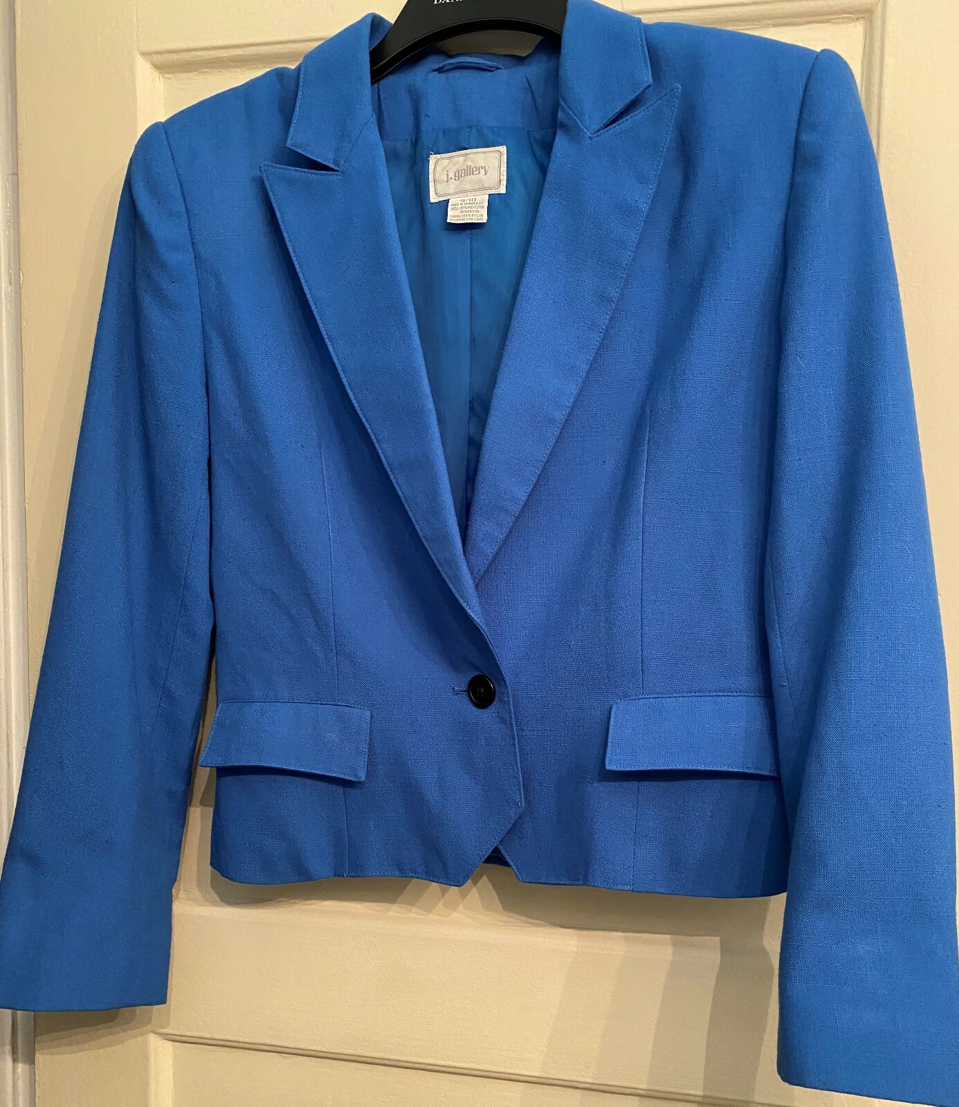Vintage J. Gallery Women Blazer ~ Sz 9/10 Blue Shoulder Pad 80s ~CUTE!
