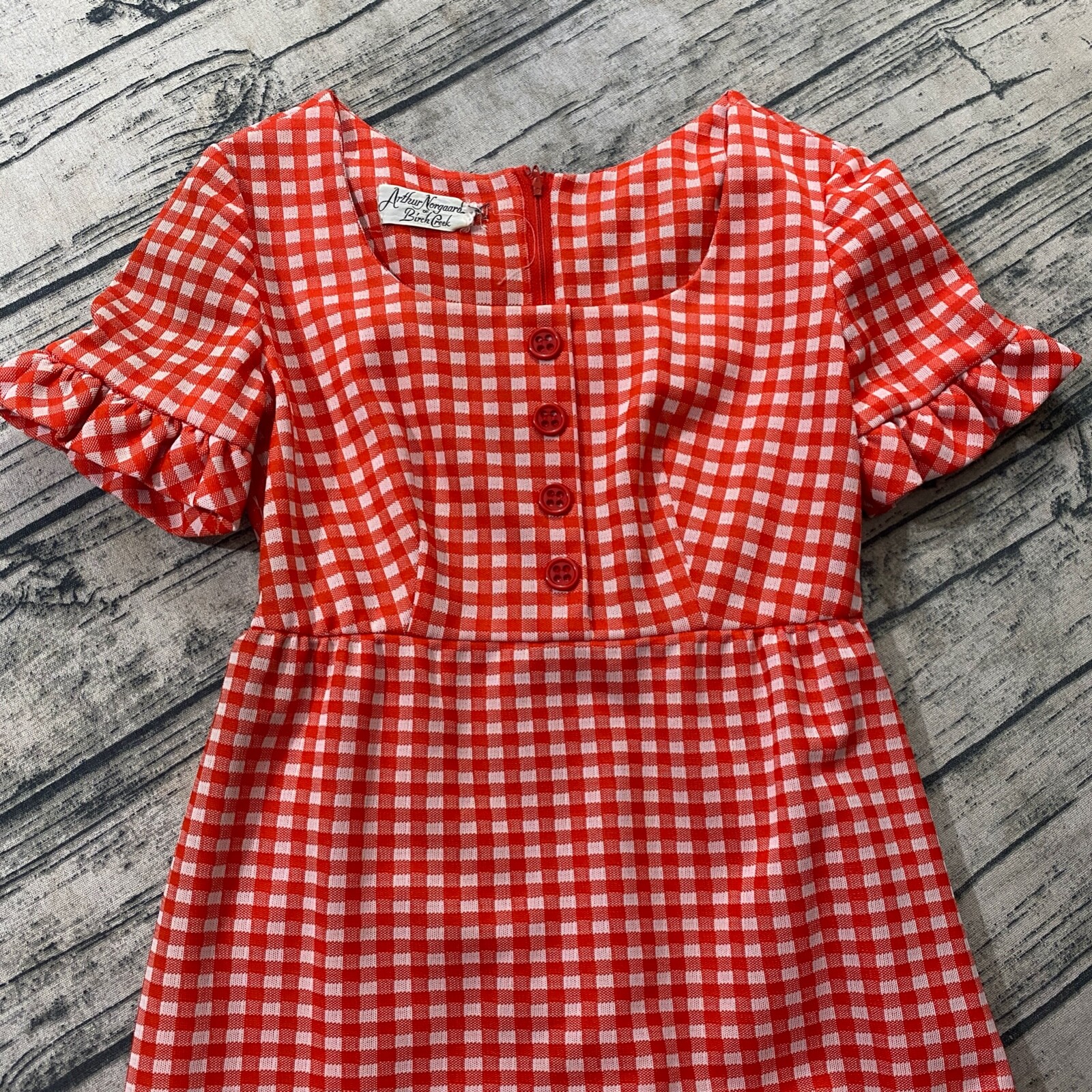 50s 60s Arthur Norgaard Dress (Fits S) Gingham Midi Shirtdress Granny Vtg