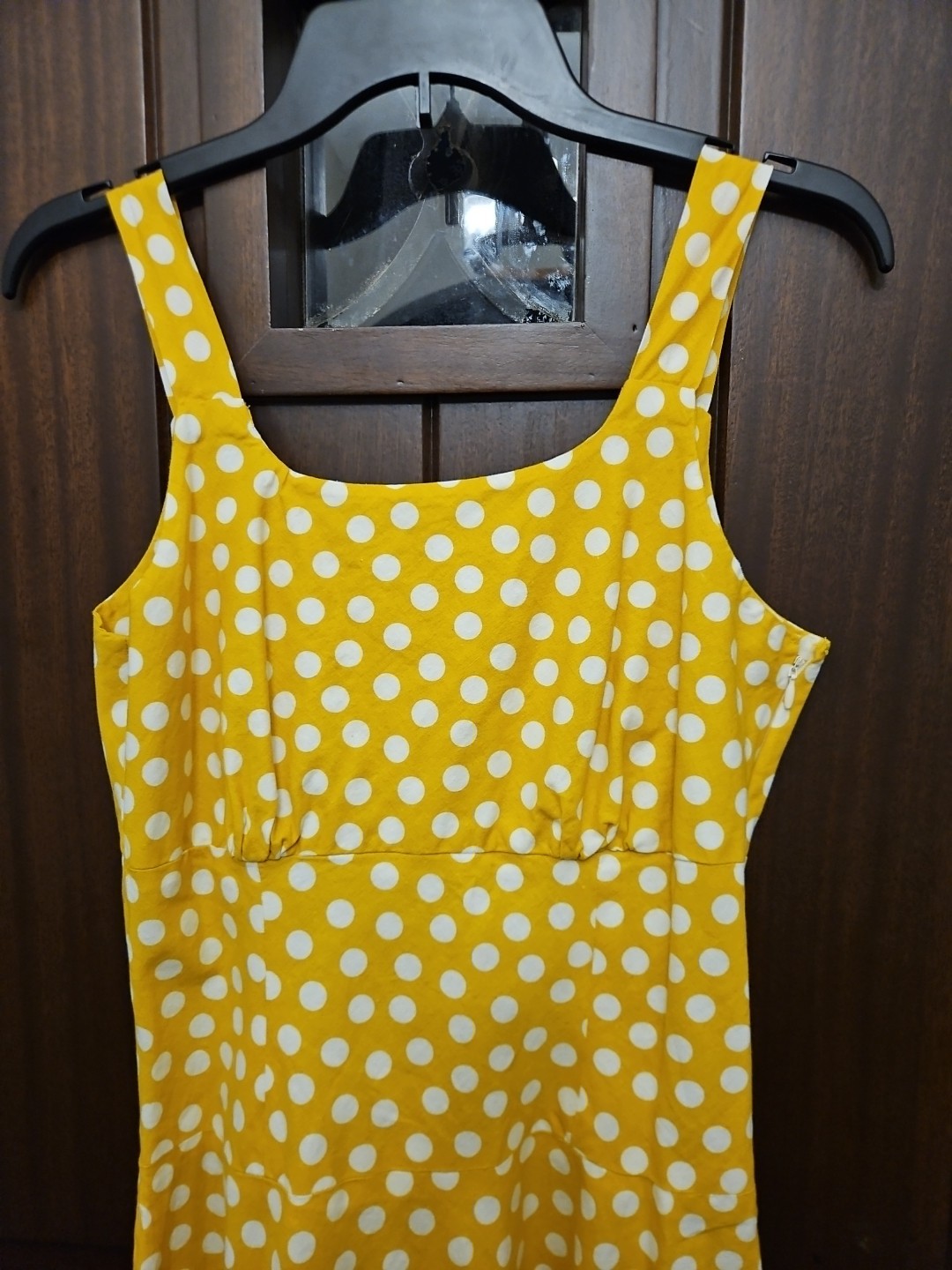 Yellow White Polka Dot Sundress S Rockabilly Cottagecore Twee Whimsical Handmade