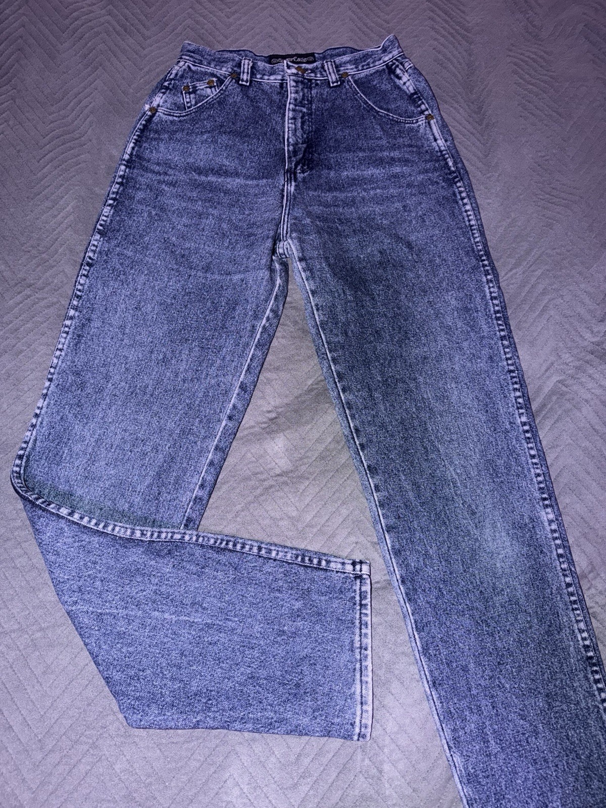 Vintage 90s Wrangler Silver Lake Acid Wash Jeans Made in USA No Back Pockets 28″