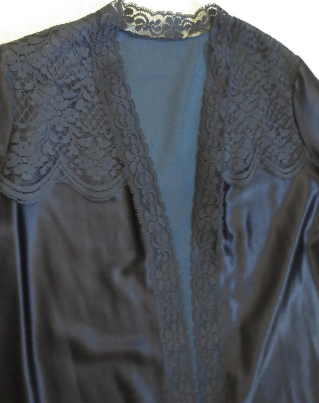 Vtg Jenelle Of California 2 Pc Sexy Black Peignoir Nightgown & Robe Small