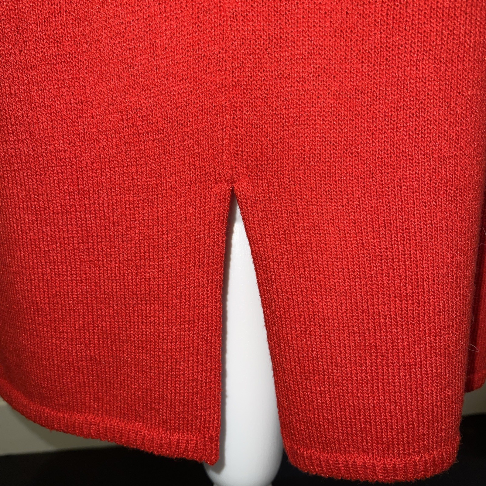 Vtg 80’s two piece cardigan sweater and pencil skirt set red knit size S
