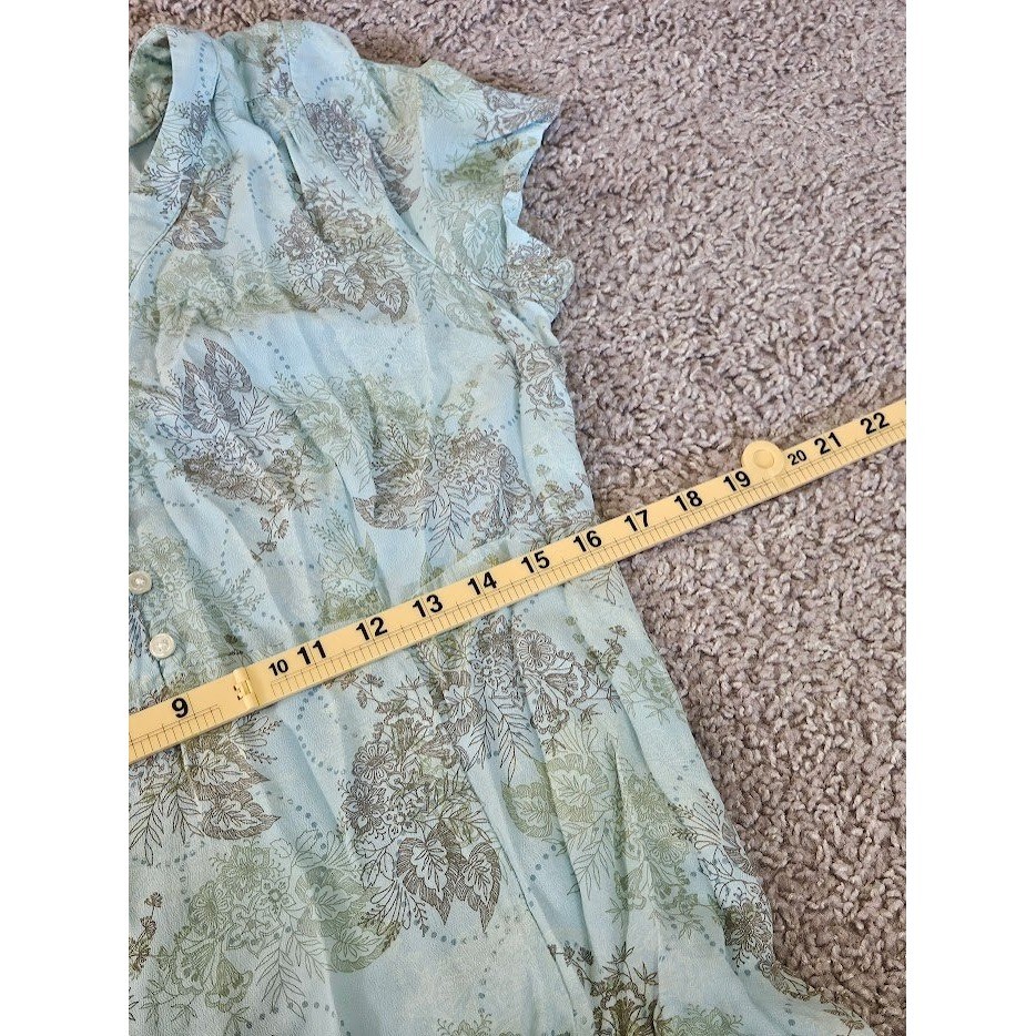 Eddie Bauer Vintage Floral Maxi Dress Women Large Cottagecore Green Blue Boho